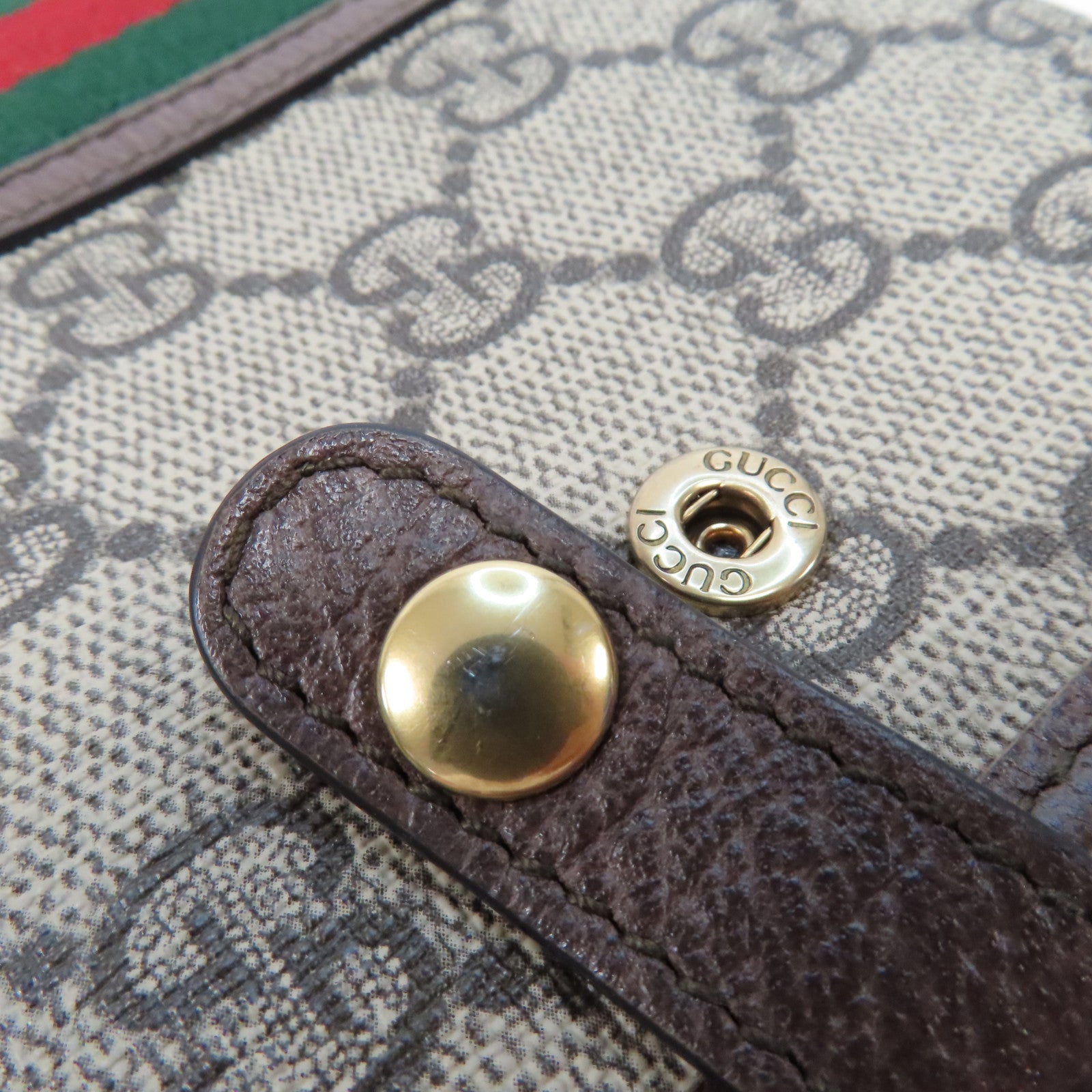 GUCCI 【激減優惠】塗層帆布Shoulder Bag金扣肩背袋啡色
