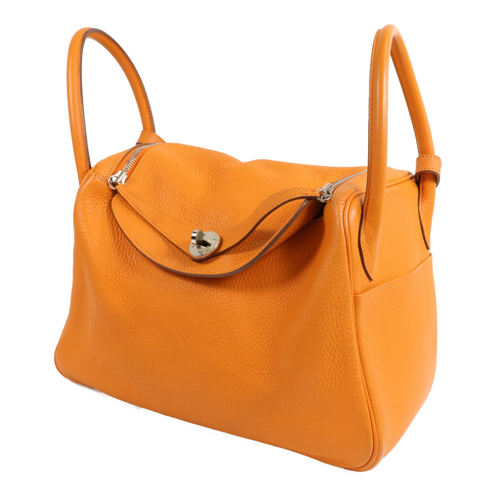 HERMES Togo皮革Lindy 30手挽肩背兩用袋Orange