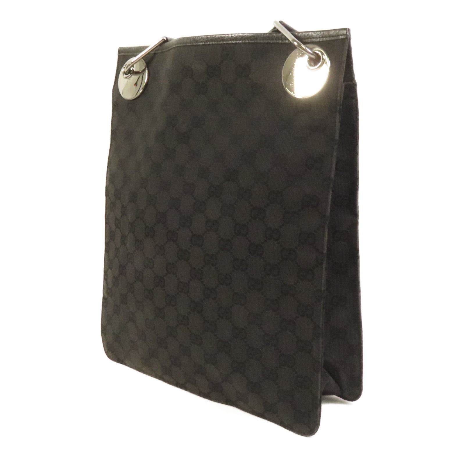 GUCCI 帆布Shoulder Bag銀扣肩背袋