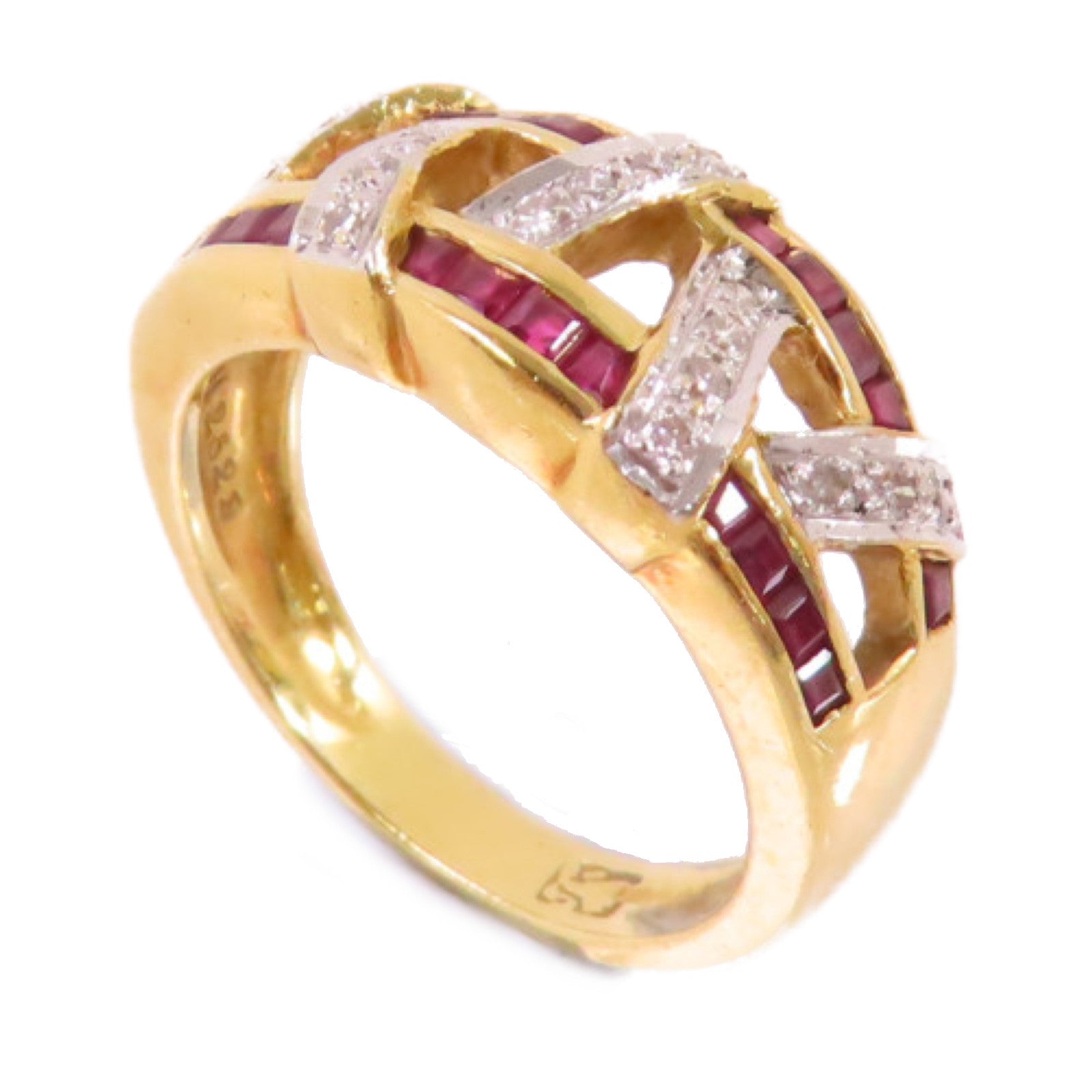 JEWELRY 【激減優惠】18K黃金/紅寶石/鑽石Ruby Diamond Ring戒指US#5.25