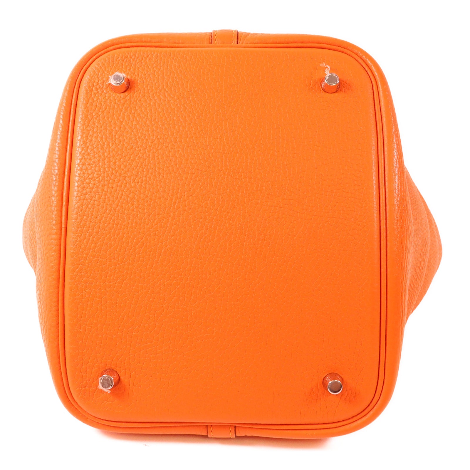 HERMES Clemence皮革Picotin MM銀扣手挽袋93 Orange