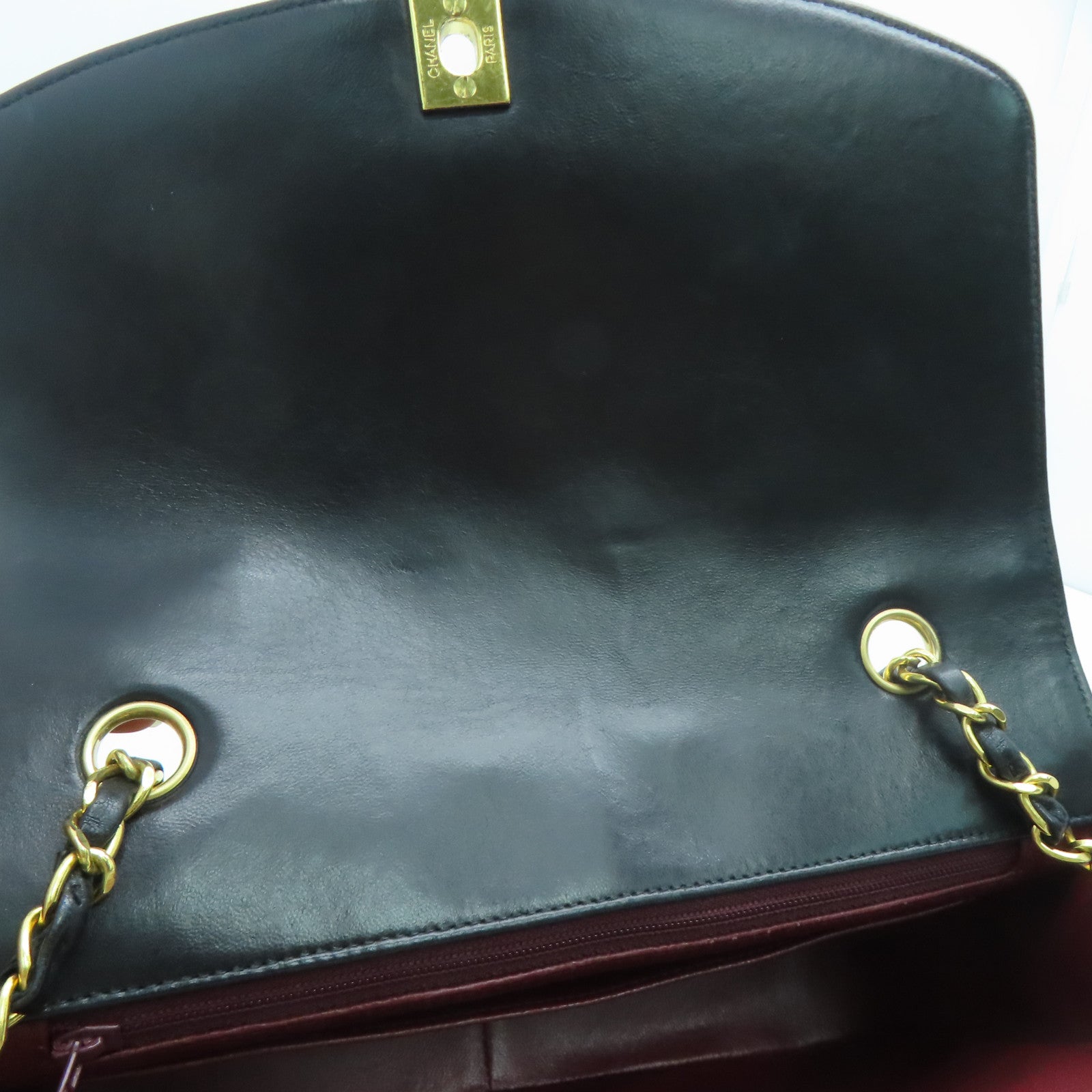 CHANEL 【清倉大減價】菱格羊皮皮革Diana Chain Shoulder金扣肩背袋黑色