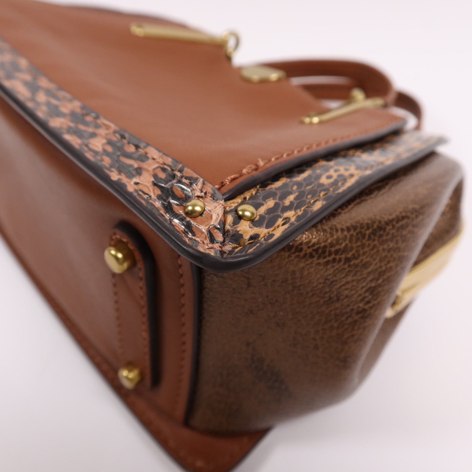 COACH 牛皮/蛇皮皮革Dreamer 21金扣手挽肩背兩用袋