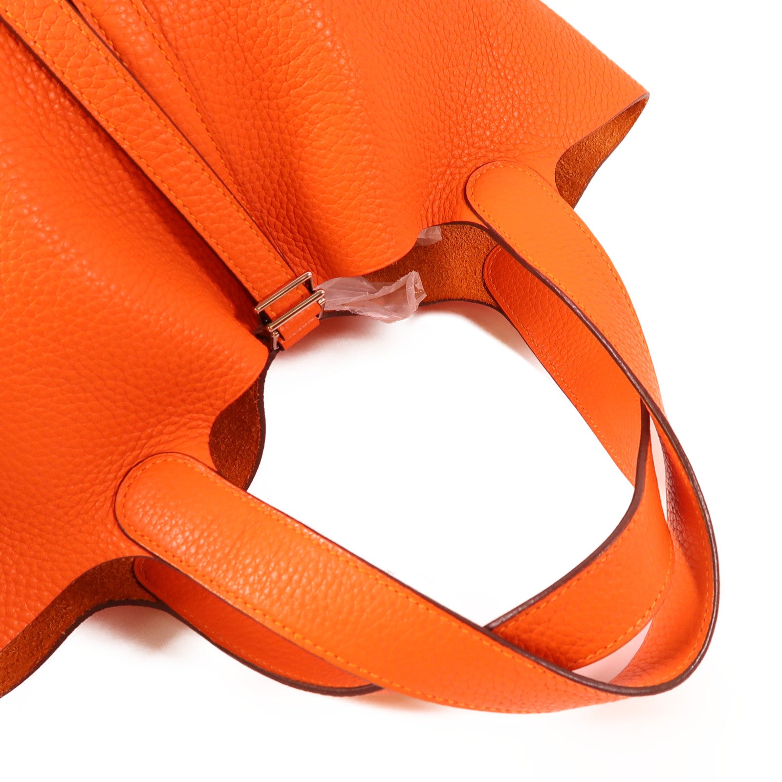 HERMES Clemence皮革Picotin MM銀扣手挽袋93 Orange