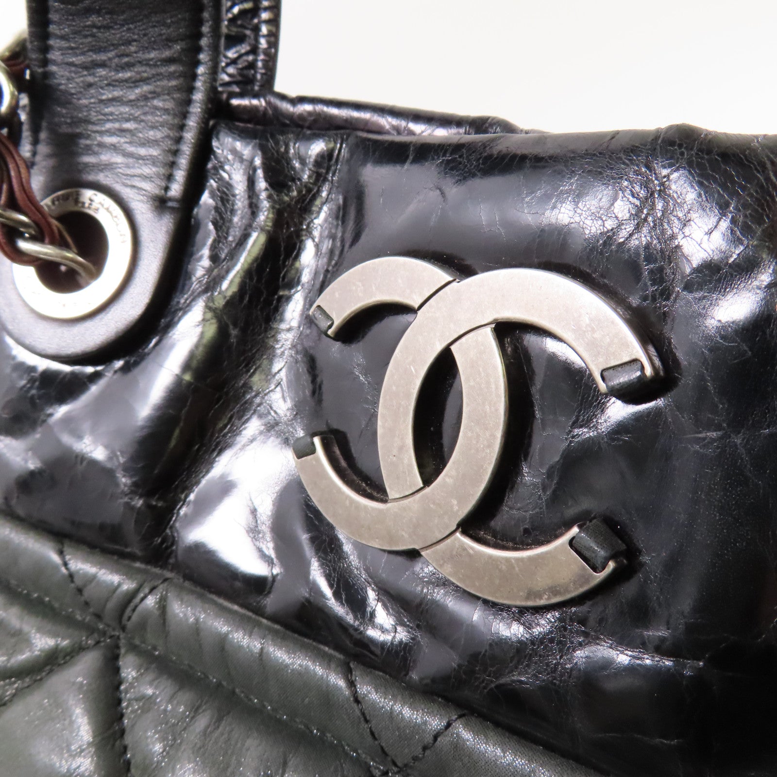 CHANEL 牛皮皮革2way Shoulder Bag手挽肩背兩用袋深綠色/黑色