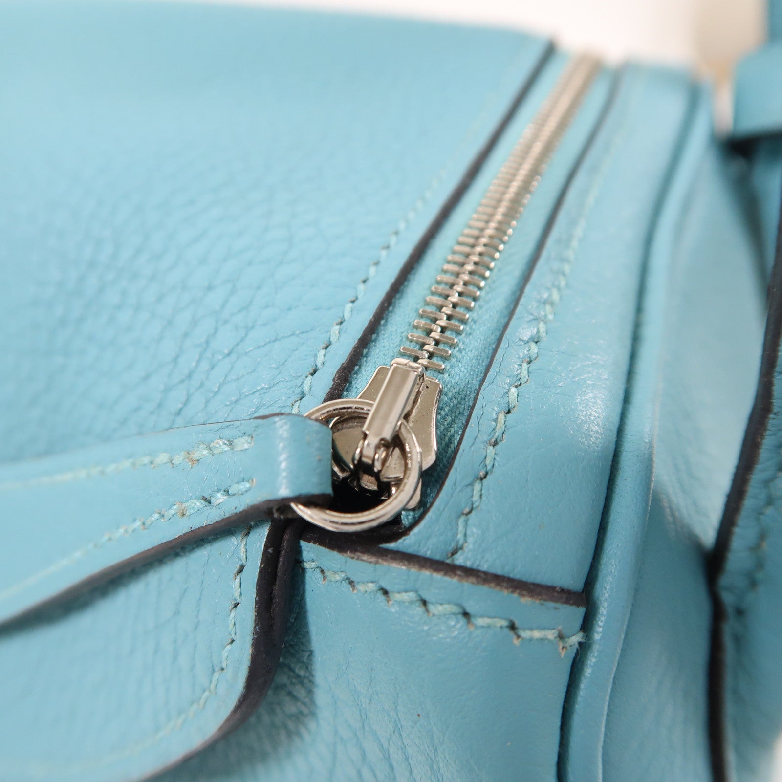 HERMES Clemence皮革Lindy 26銀扣手挽肩背兩用袋Blue Atoll