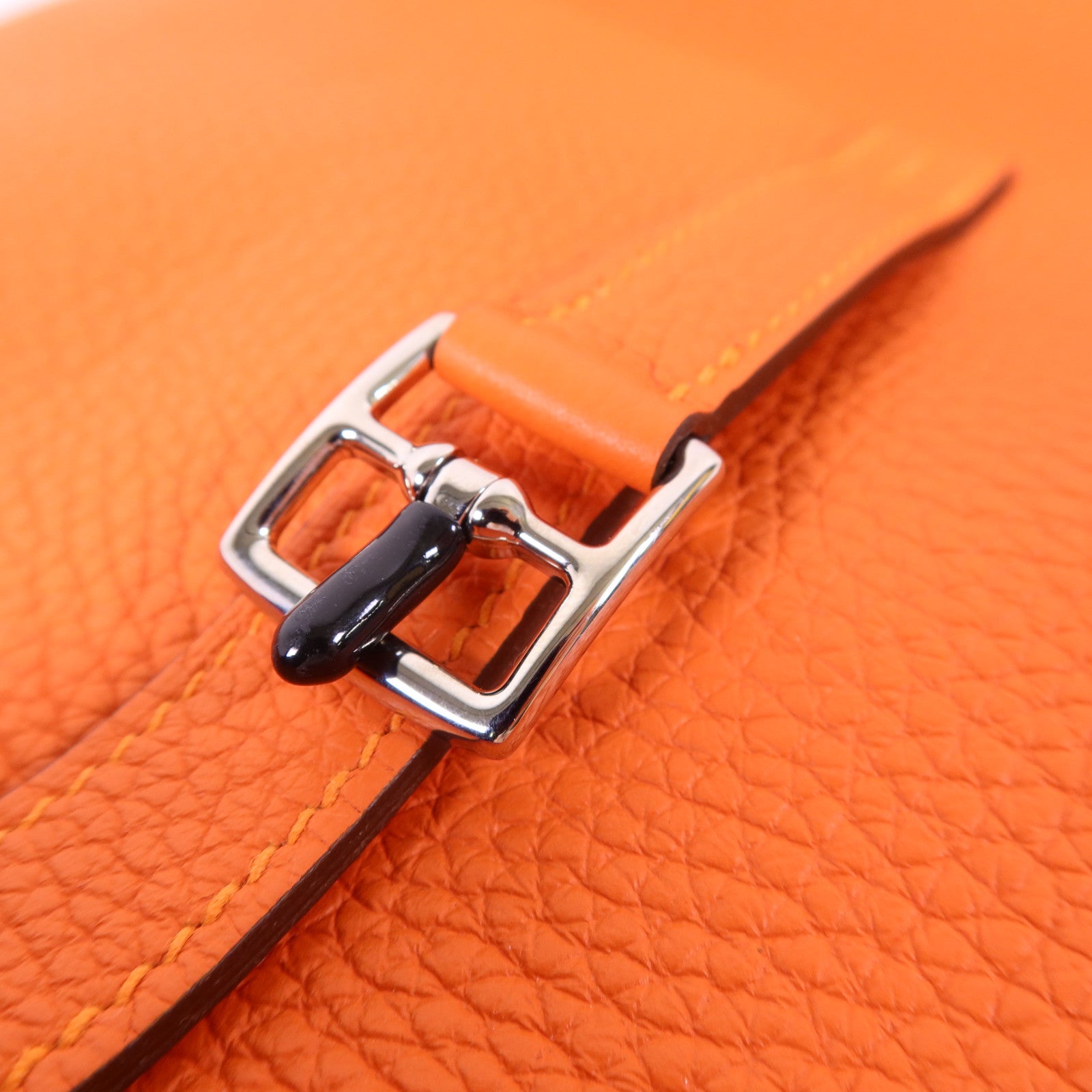 HERMES Clemence皮革Halzan 25銀扣手挽肩背兩用袋Orange