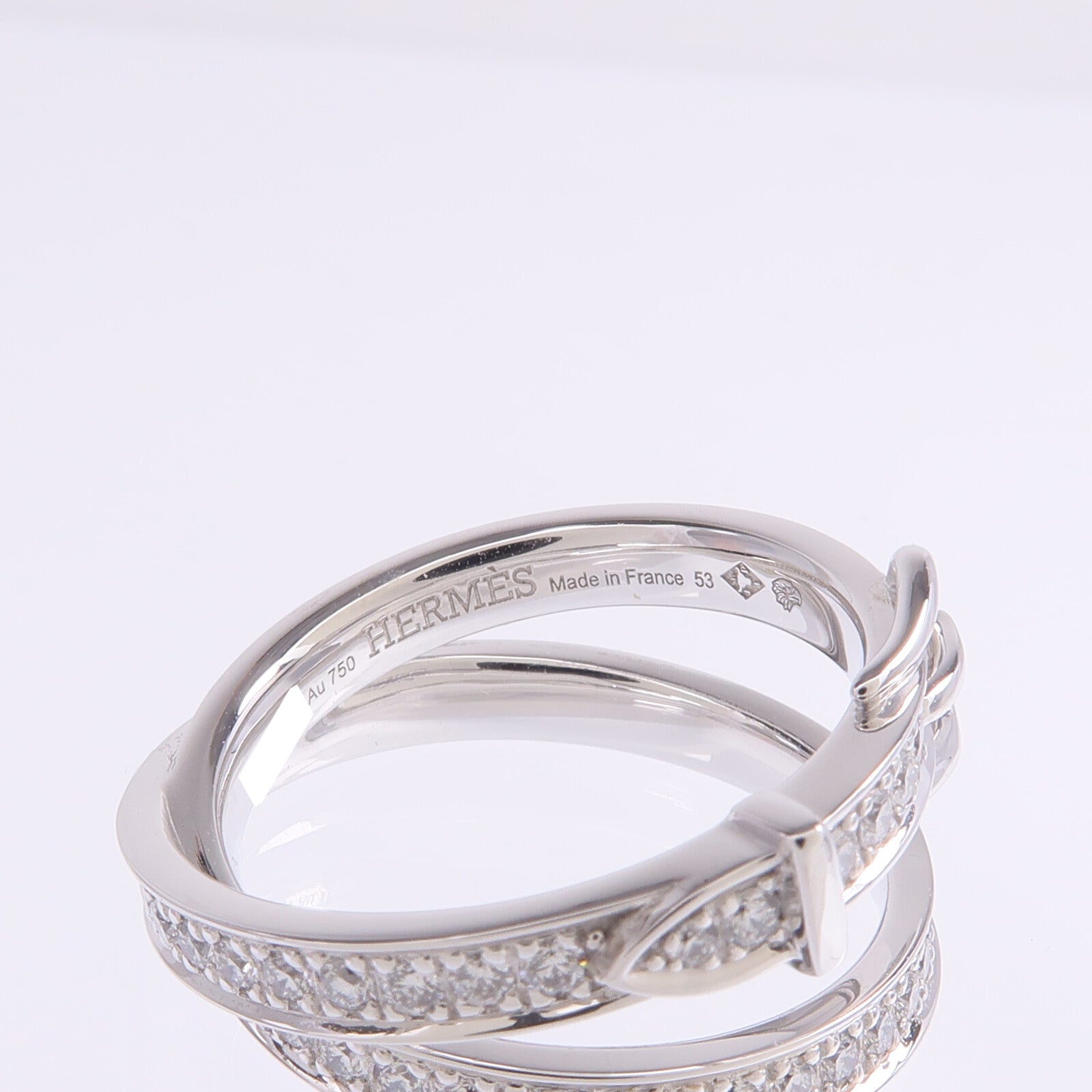 HERMES 18K白金Bague Etriviere Moyen Modele鑽石戒指Hermes#53/US#6.5