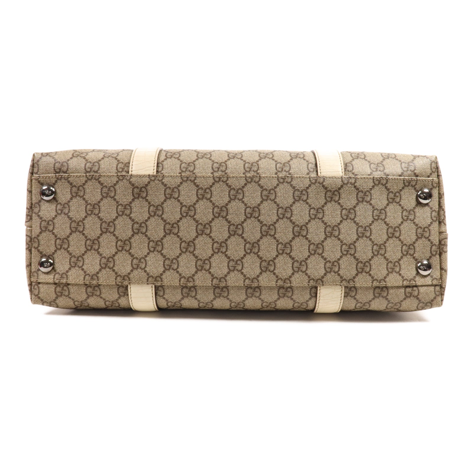 GUCCI 塗層帆布Tote Bag銀扣肩背袋