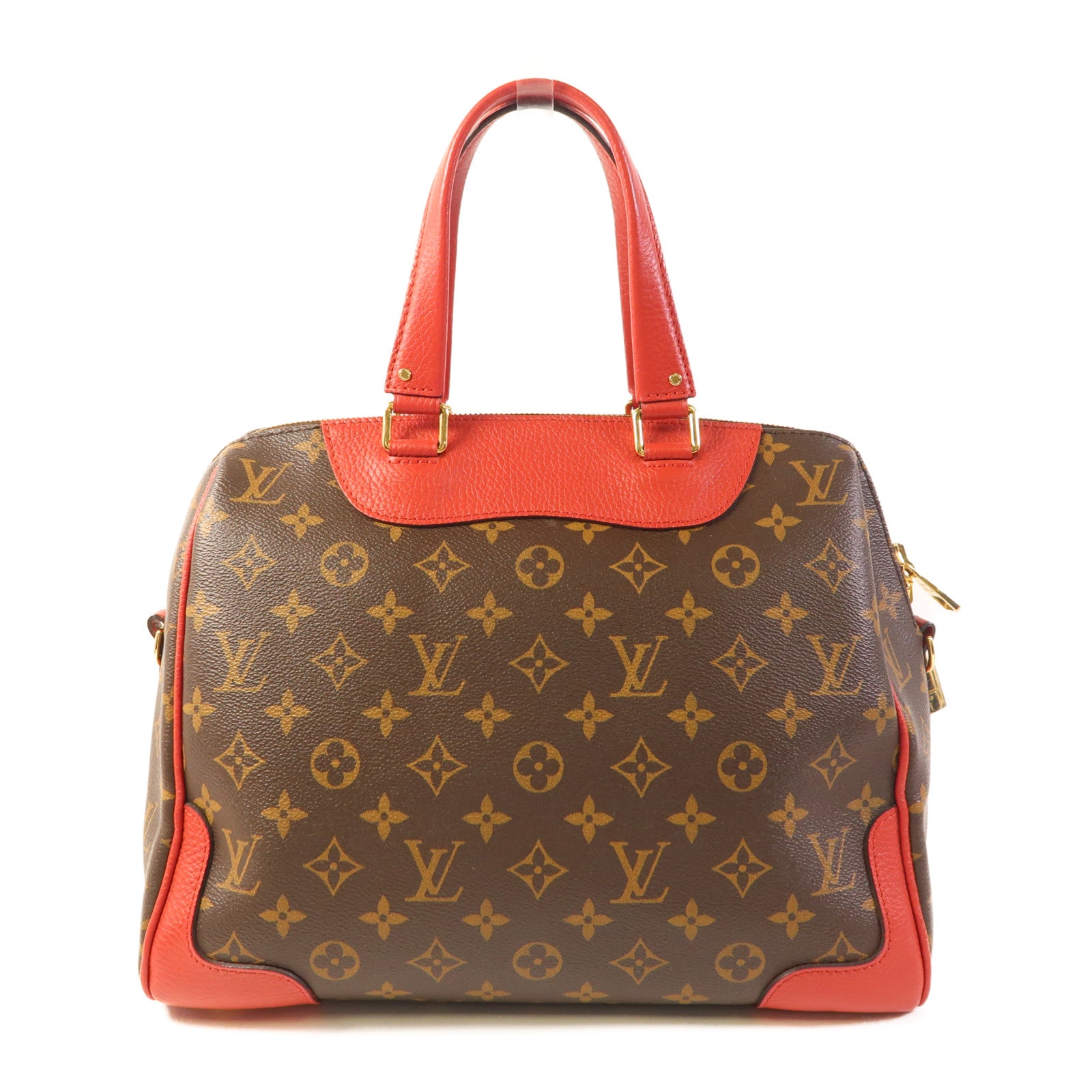 LOUIS VUITTON LV GHW Retiro 2 Way Shoulder Handbag M40546 Monogram Brown Red