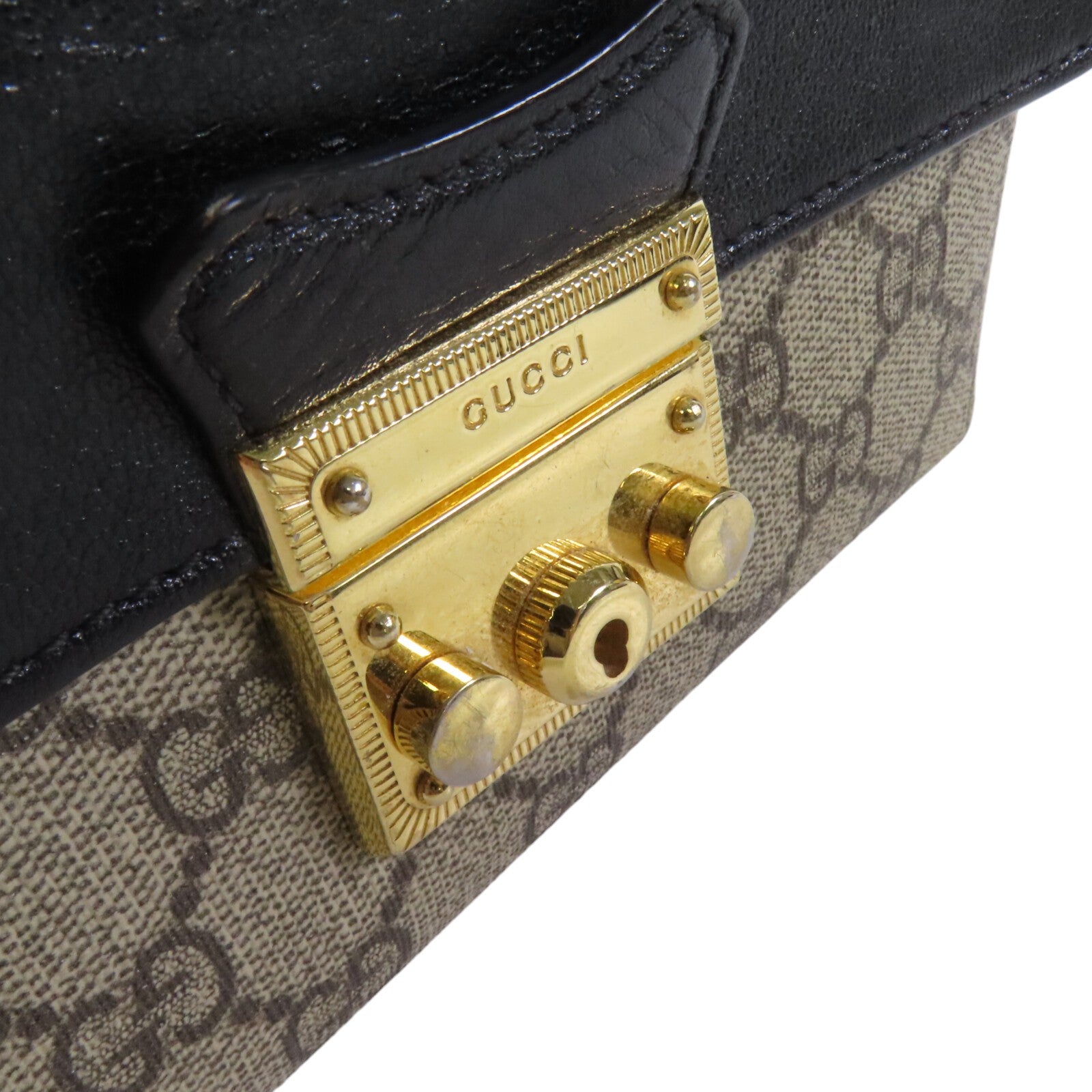 GUCCI 塗層帆布Padlock Mini金扣手挽肩背兩用袋