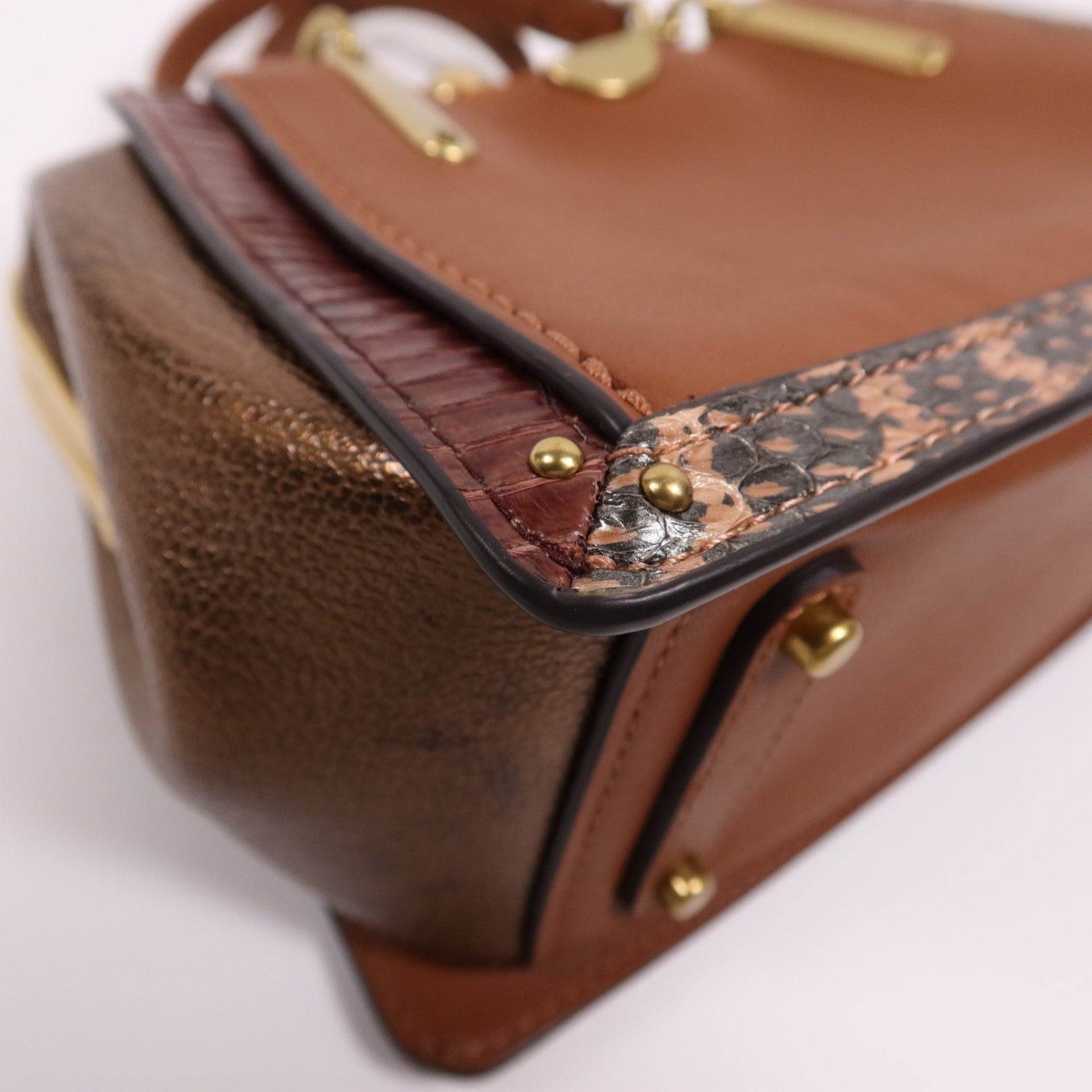 COACH 牛皮/蛇皮皮革Dreamer 21金扣手挽肩背兩用袋