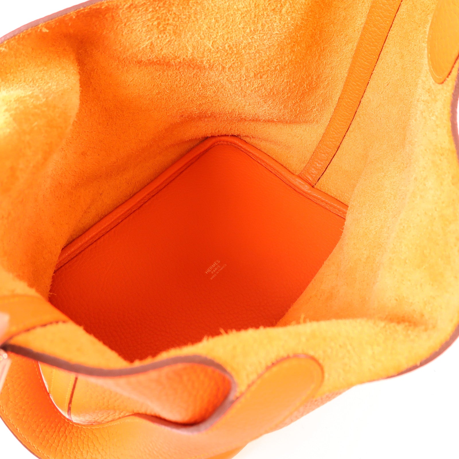 HERMES Clemence皮革Picotin MM銀扣手挽袋93 Orange