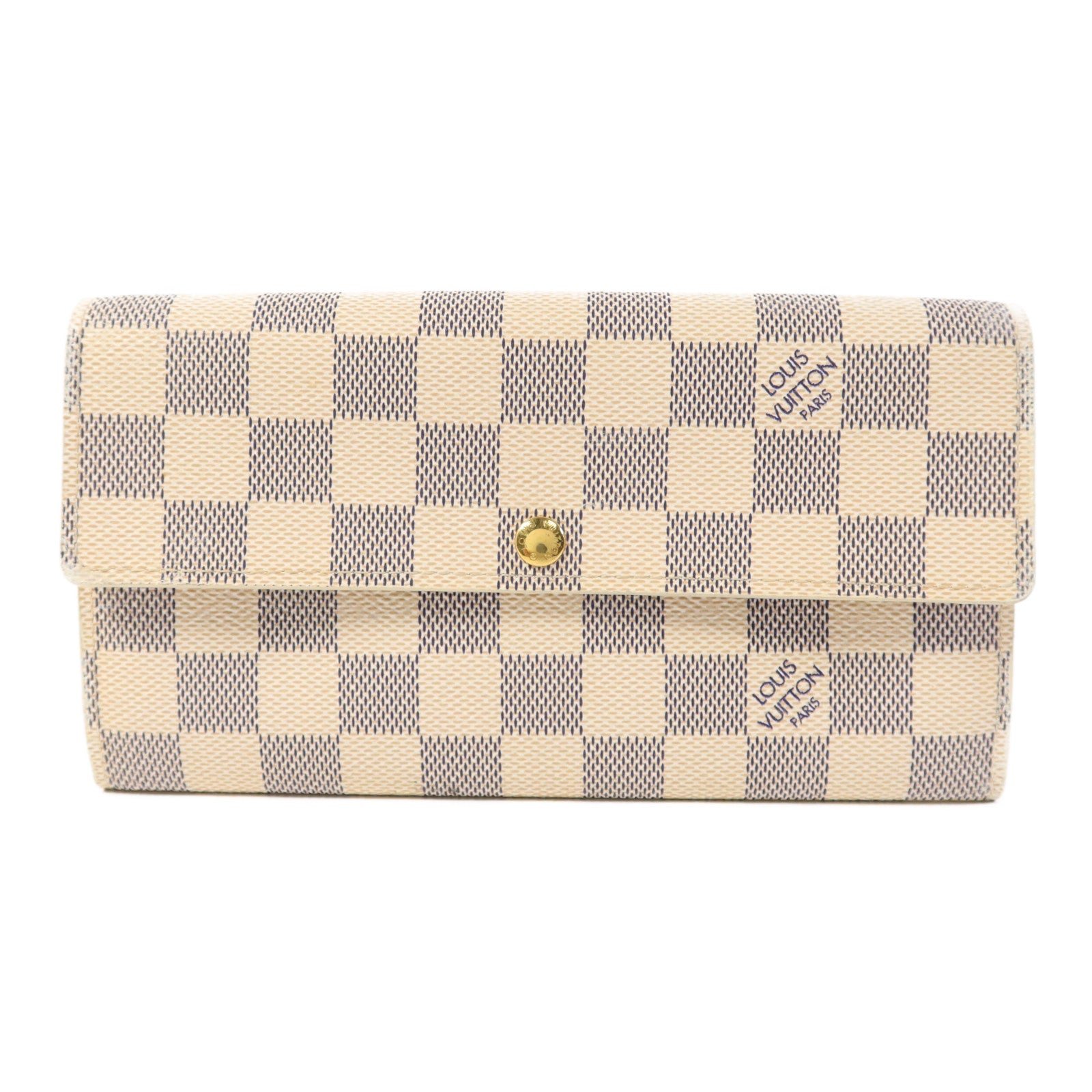 LOUIS VUITTON Damier Azur Portefeuille International金扣長錢包