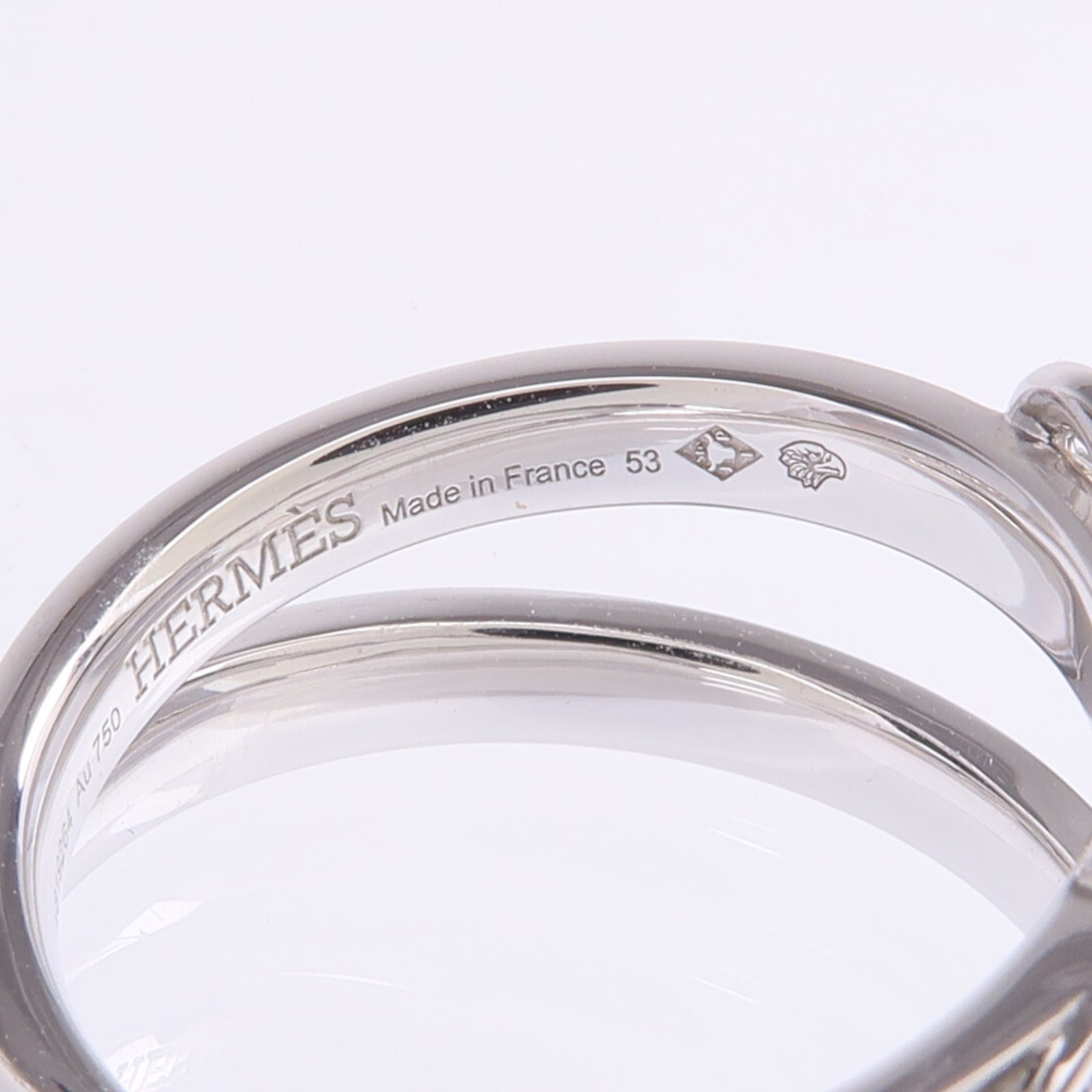 HERMES 18K白金Bague Etriviere Moyen Modele鑽石戒指Hermes#53/US#6.5