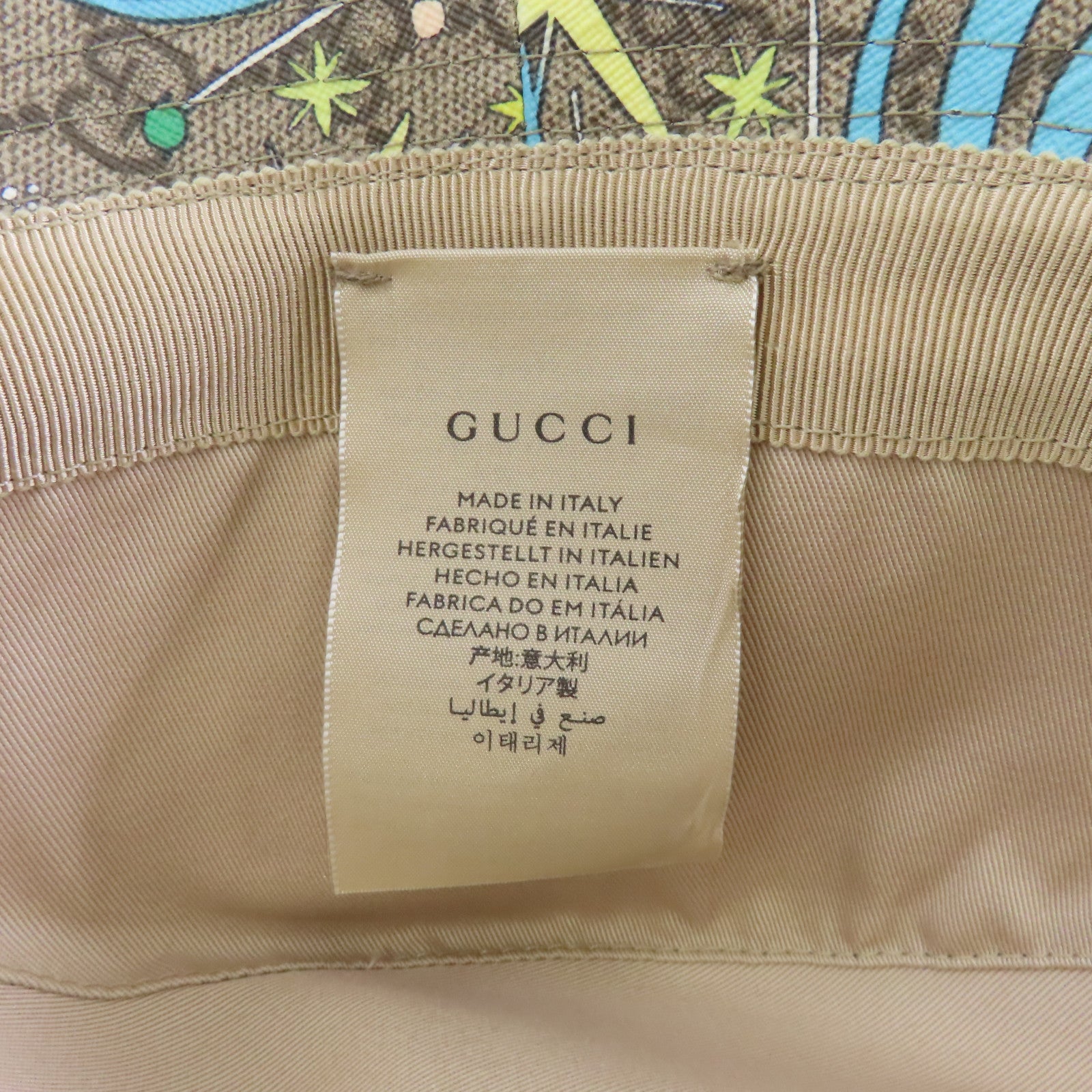 GUCCI 塗層帆布Disney Collaboration Donald Duck GG Supreme漁夫帽啡色