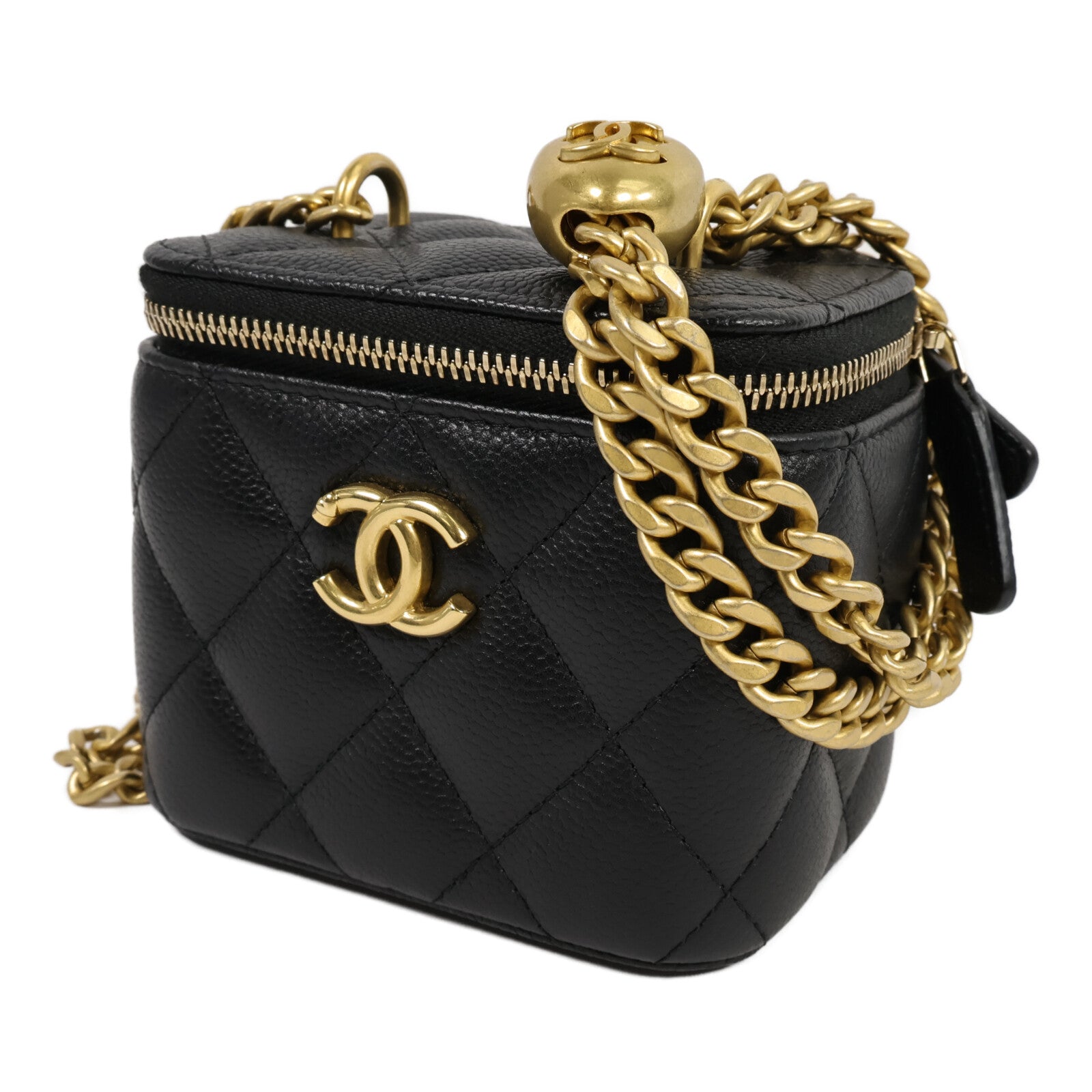 CHANEL 牛皮皮革Vanity Case鏈帶肩背袋