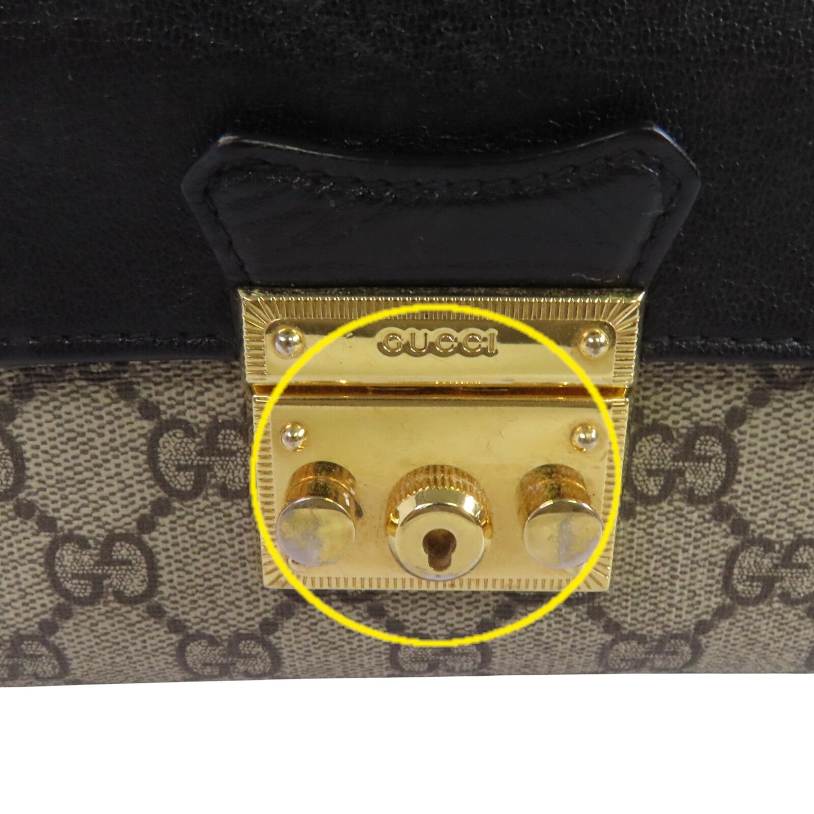 GUCCI 塗層帆布Padlock Mini金扣手挽肩背兩用袋