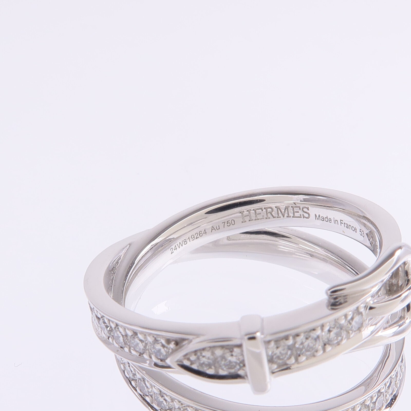 HERMES 18K白金Bague Etriviere Moyen Modele鑽石戒指Hermes#53/US#6.5