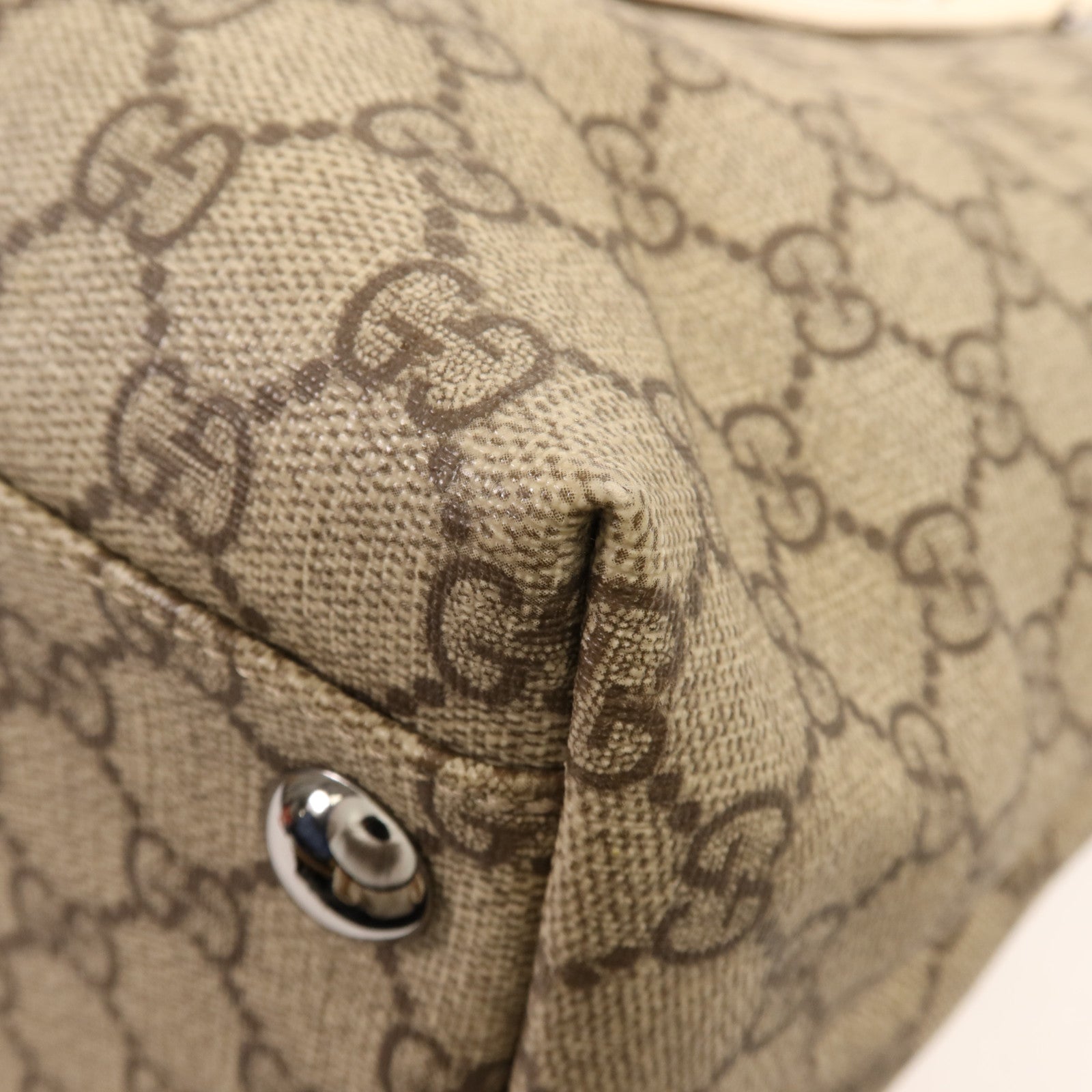 GUCCI 塗層帆布Tote Bag銀扣肩背袋