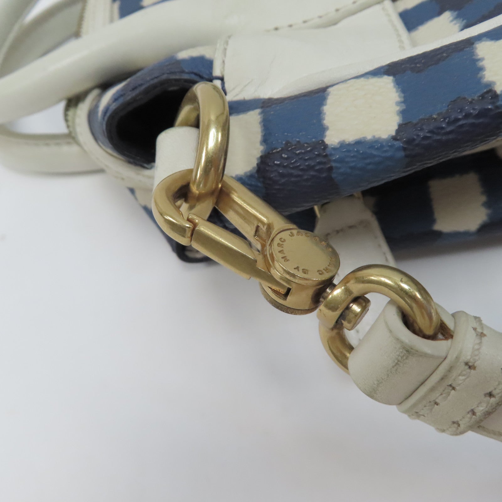 MARC BY MARC JACOBS 【激減優惠】牛皮皮革Chain Shoulder金扣手挽肩背兩用袋藍色/白色