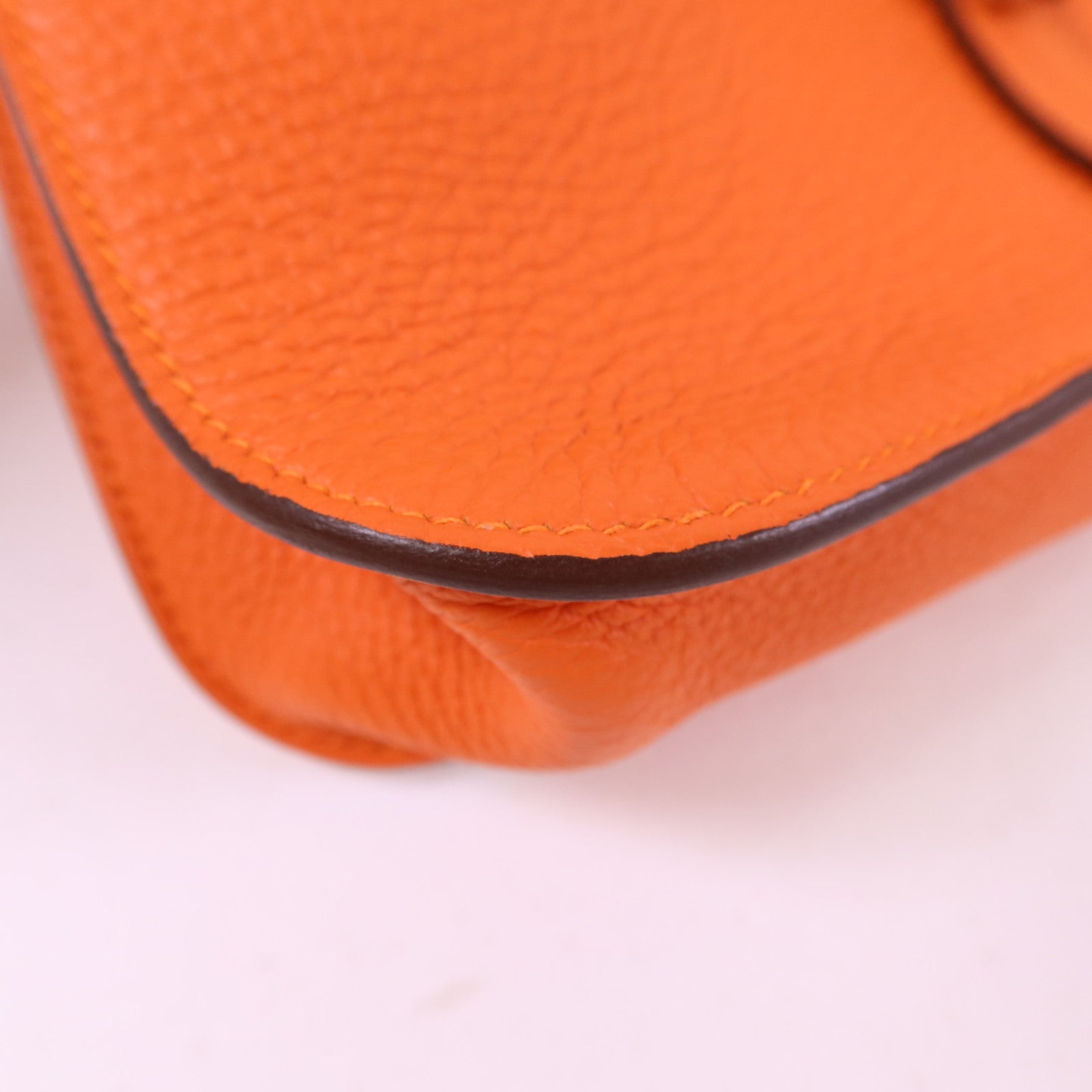 HERMES Clemence皮革Halzan 25銀扣手挽肩背兩用袋Orange