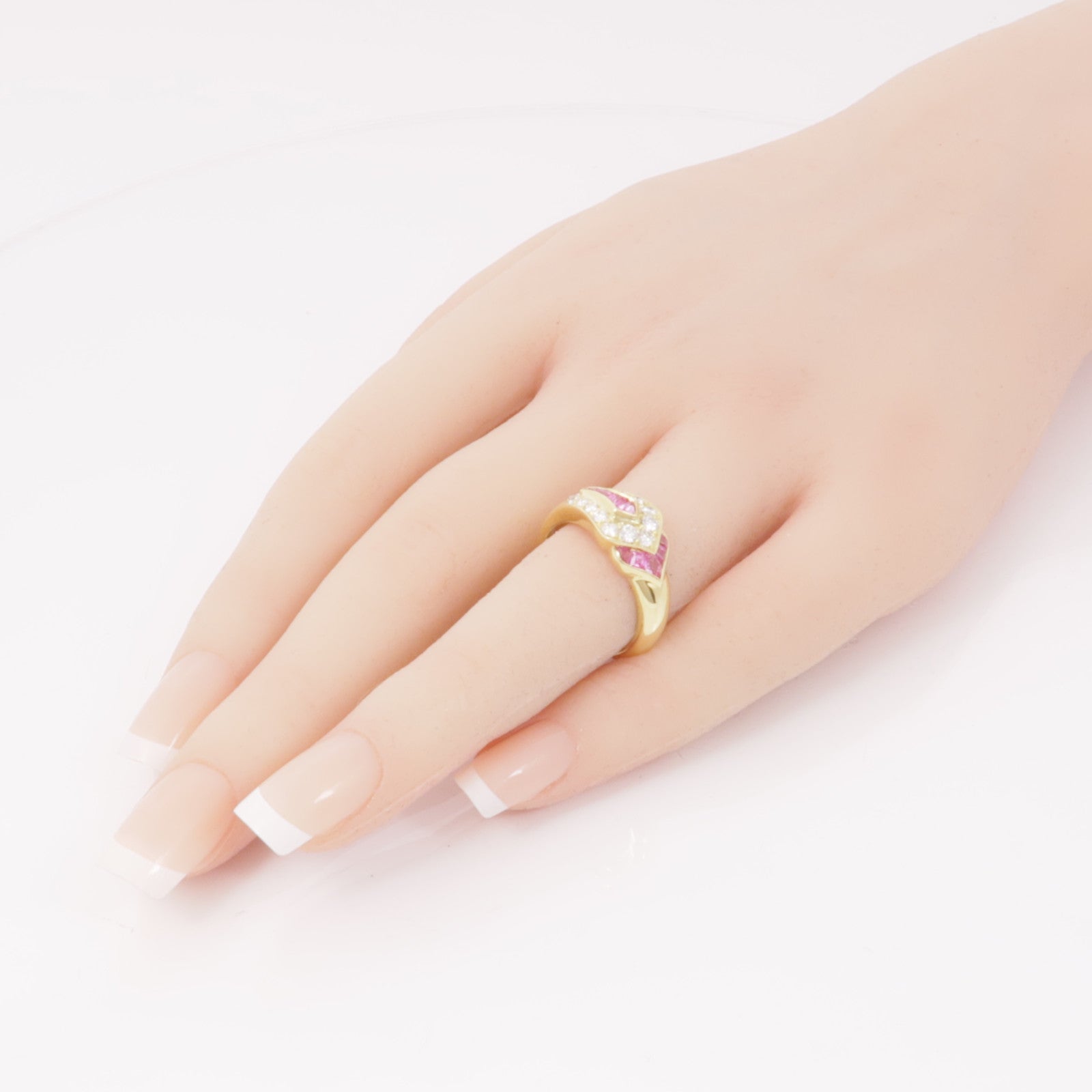 JEWELRY 【激減優惠】18K黃金Sapphire Ring粉紅藍寶石戒指US#7