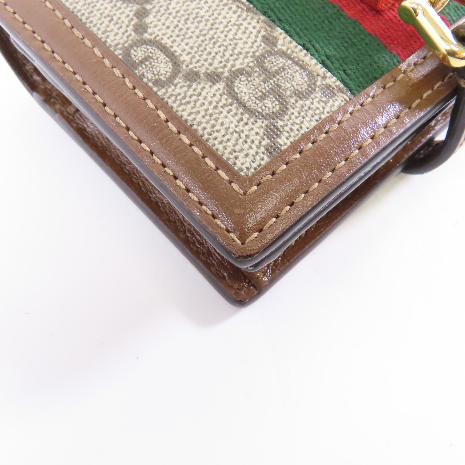 GUCCI 塗層帆布Wallet金扣錢包棕色