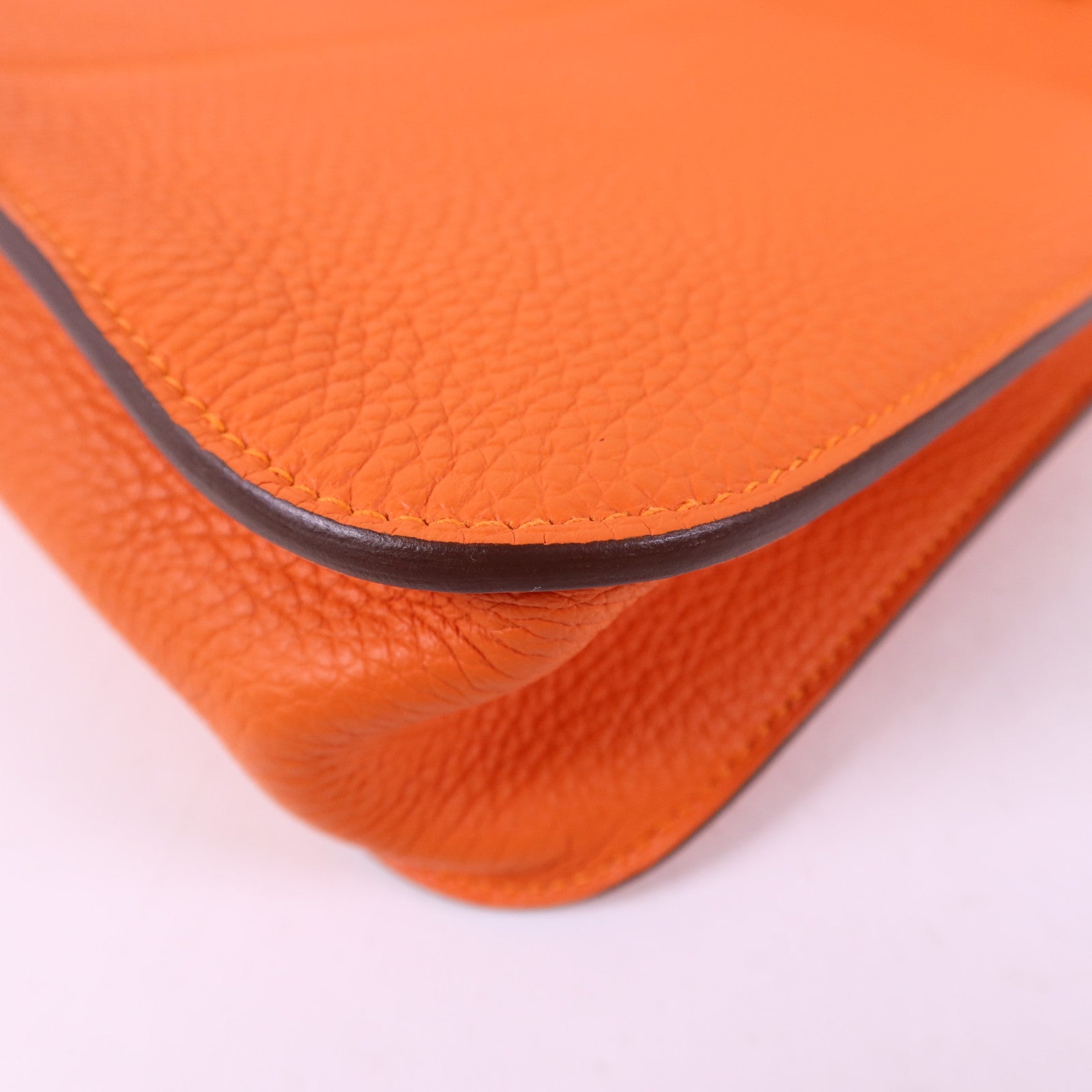 HERMES Clemence皮革Halzan 25銀扣手挽肩背兩用袋Orange