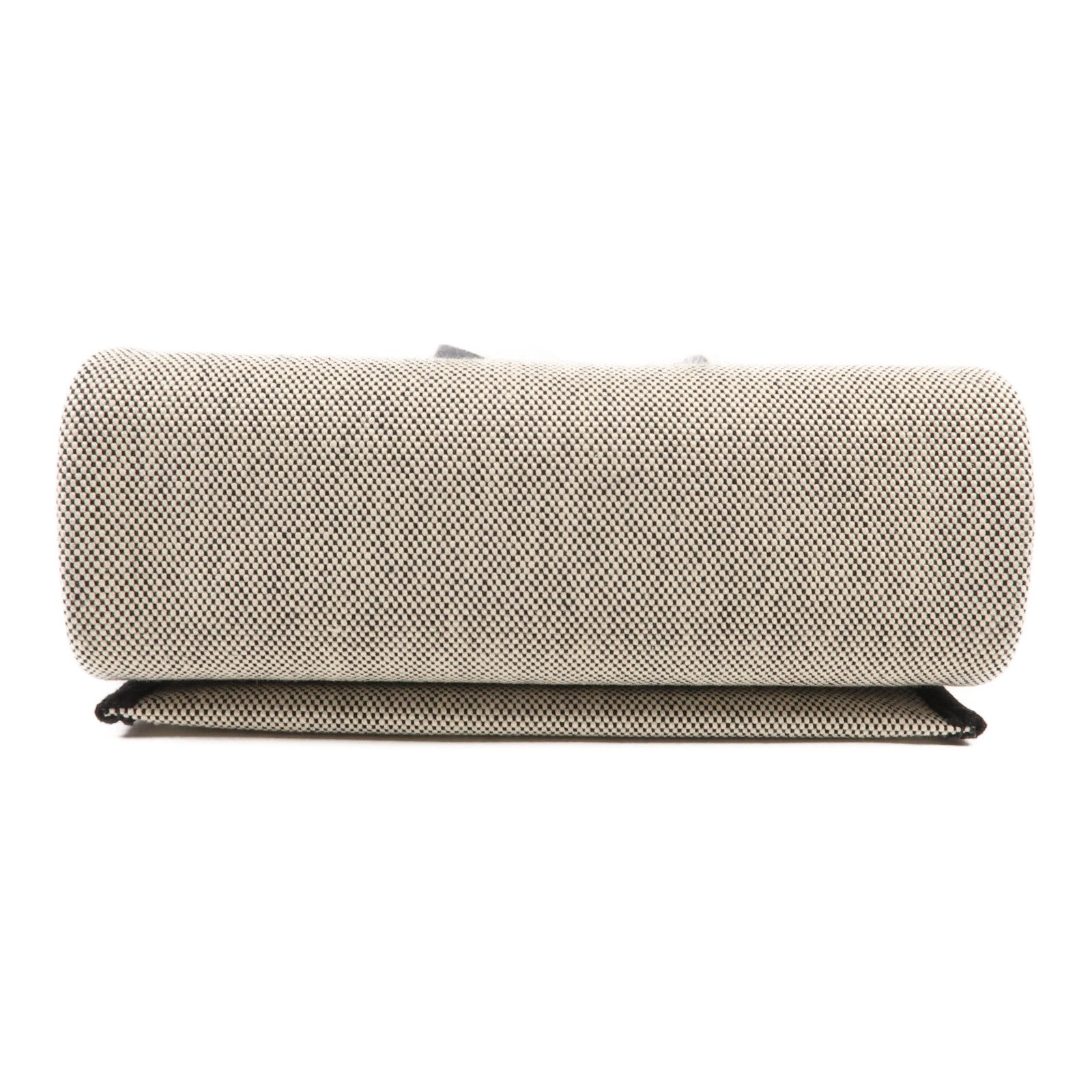 HERMES 帆布Herbag Mini銀扣肩背袋Black/White