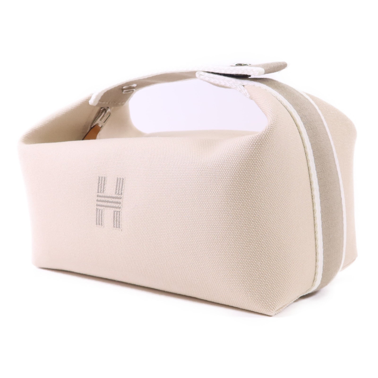 HERMES 帆布Bride a Brac銀扣手挽袋