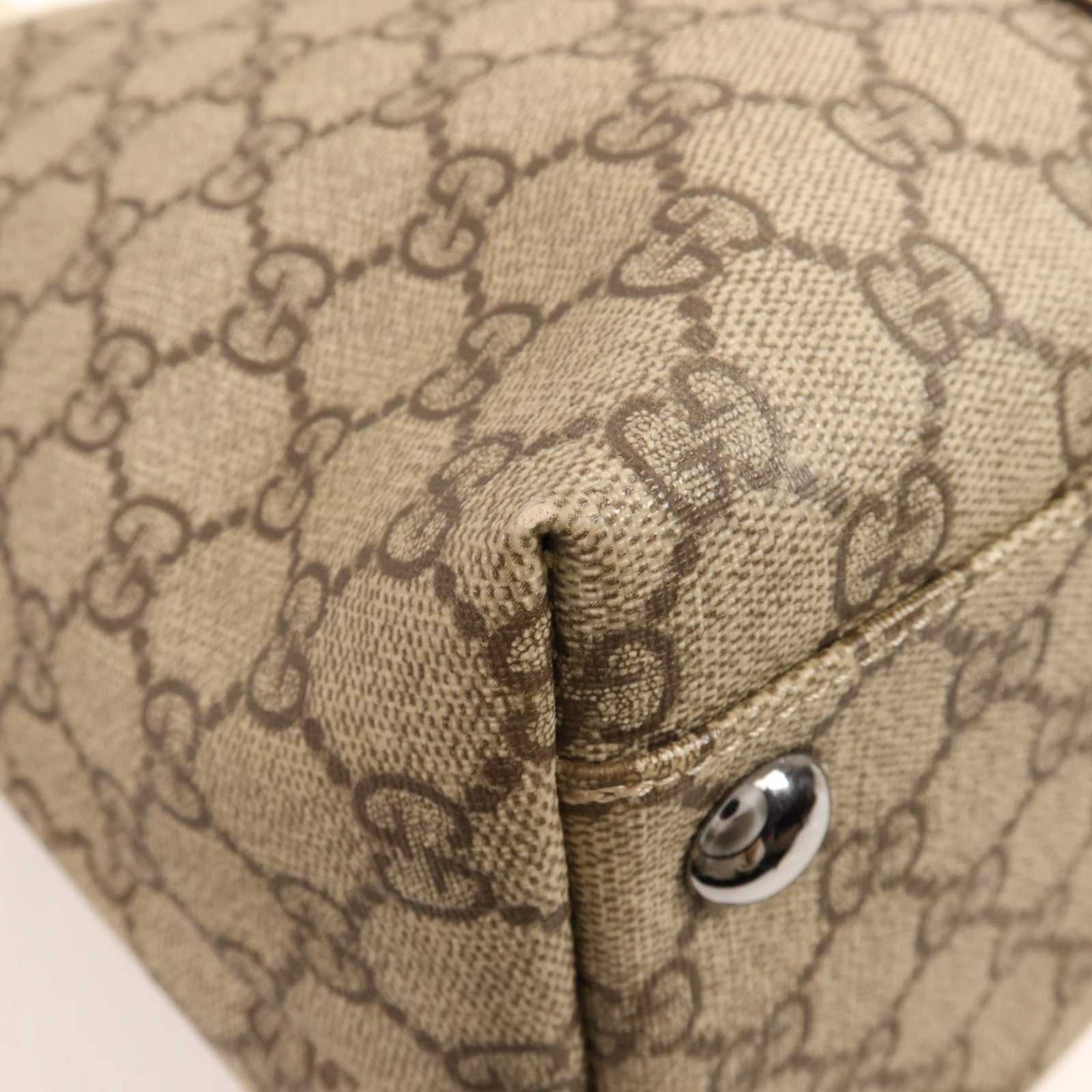 GUCCI 塗層帆布Tote Bag銀扣肩背袋