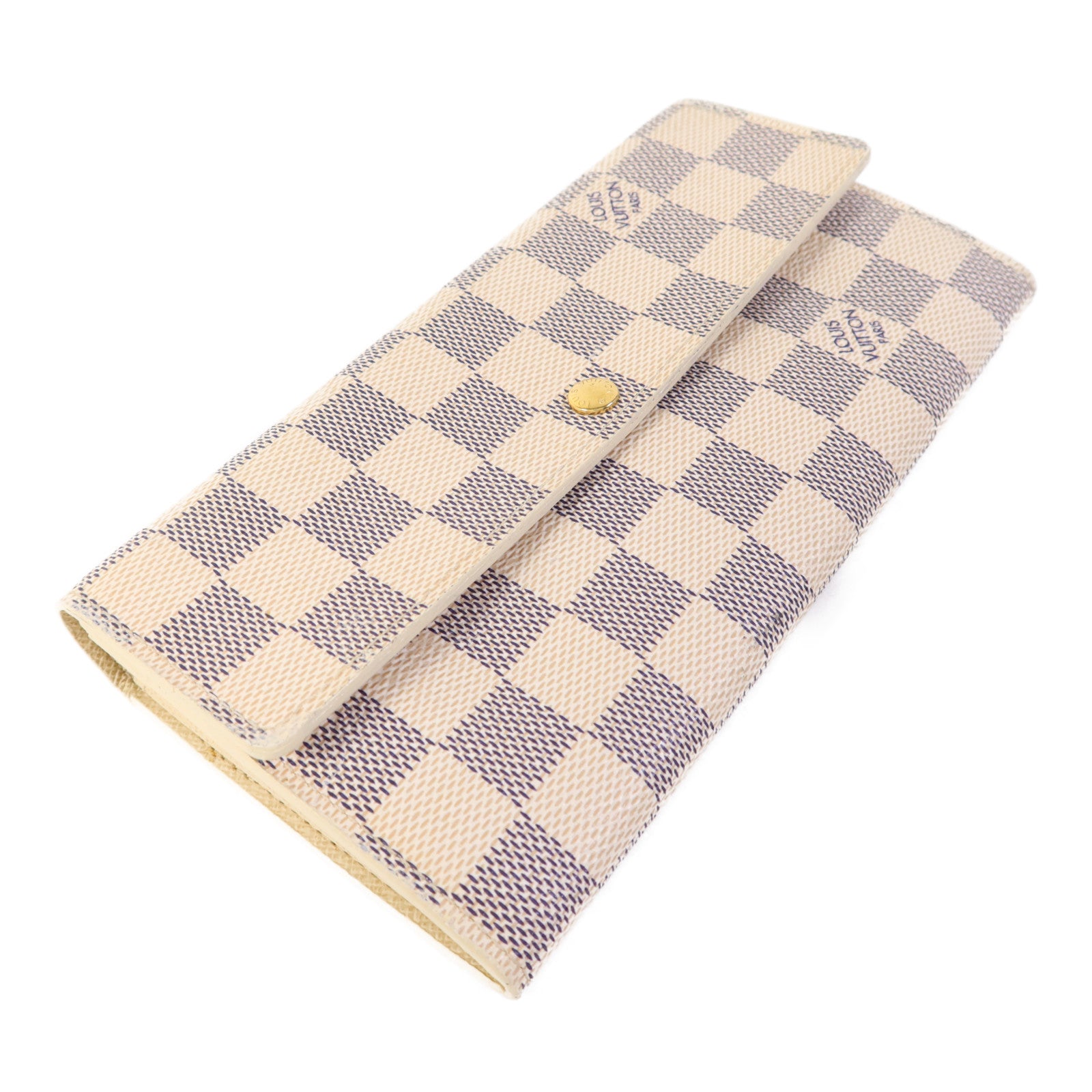 LOUIS VUITTON Damier Azur Portefeuille International金扣長錢包