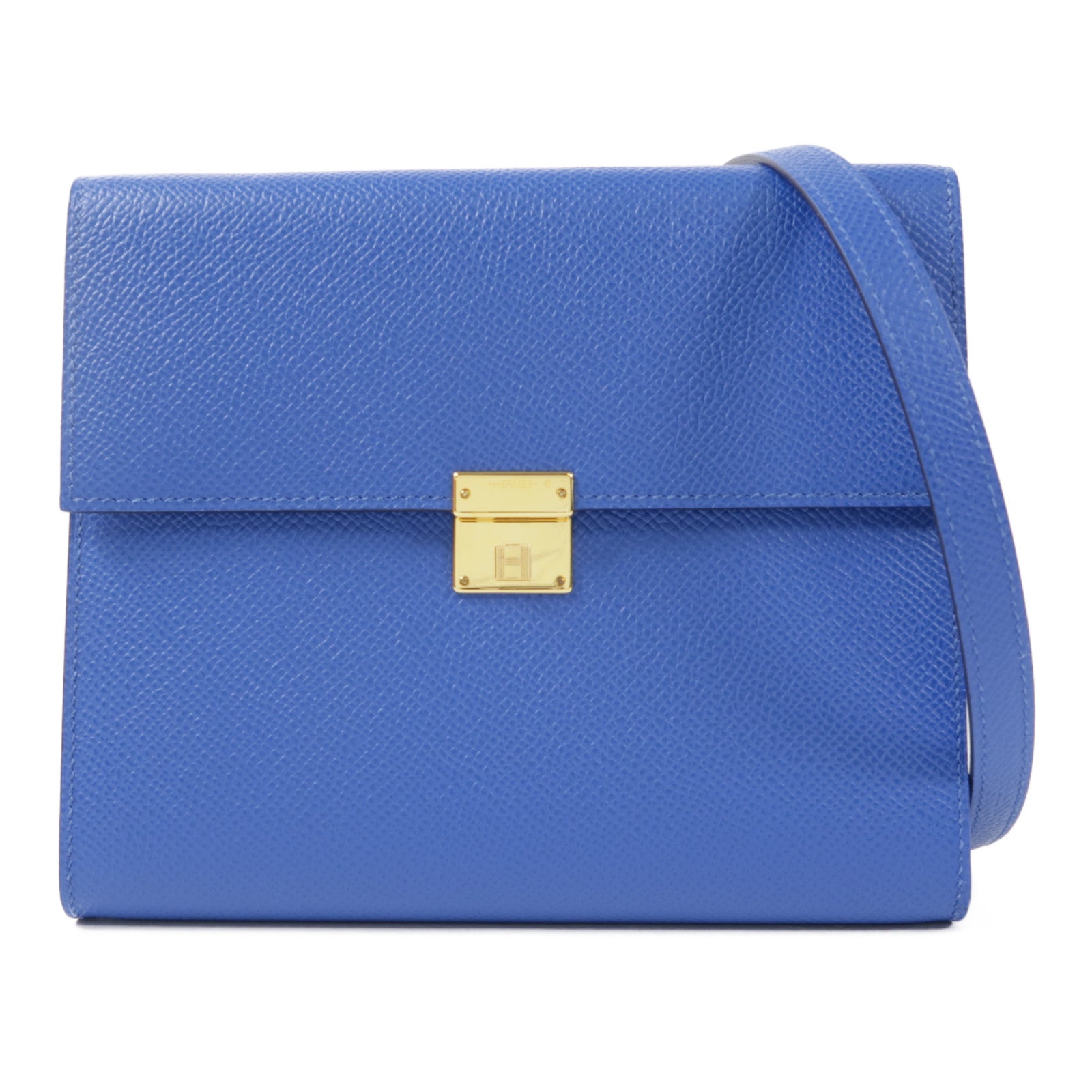 HERMES 【激減優惠】Epsom皮革Clic 16金扣肩背袋71 Bleu France/73 Sapphire