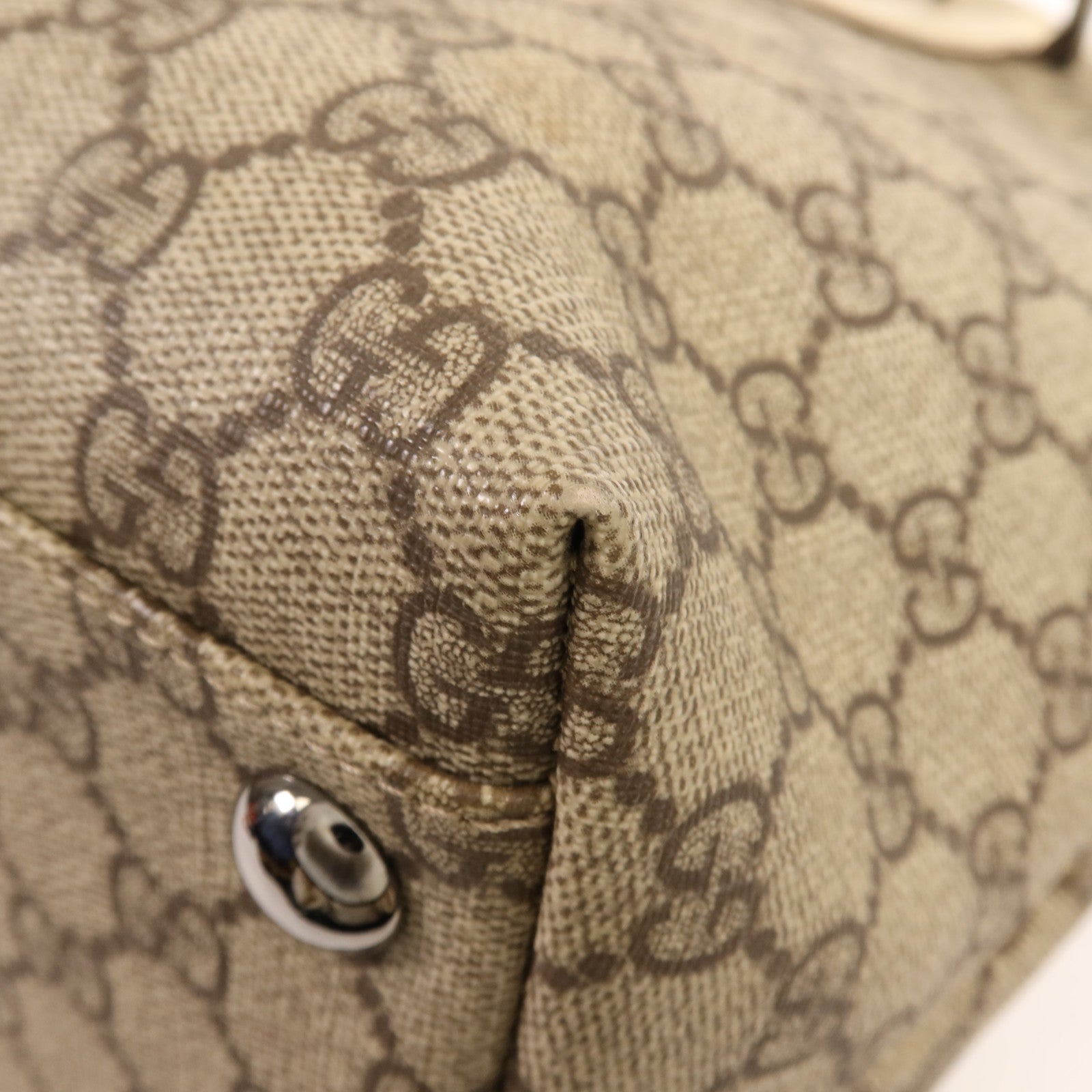 GUCCI 塗層帆布Tote Bag銀扣肩背袋