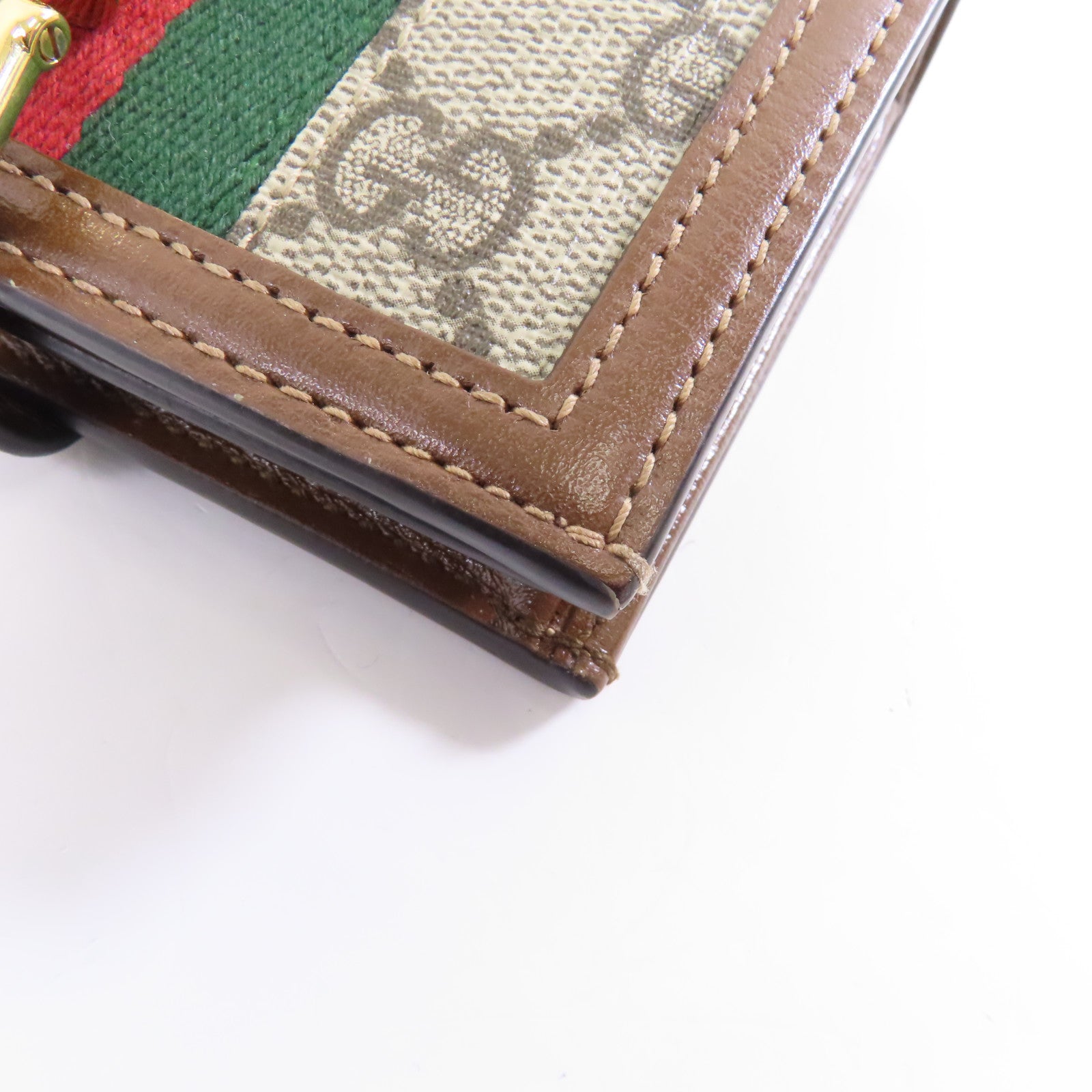GUCCI 塗層帆布Wallet金扣錢包棕色