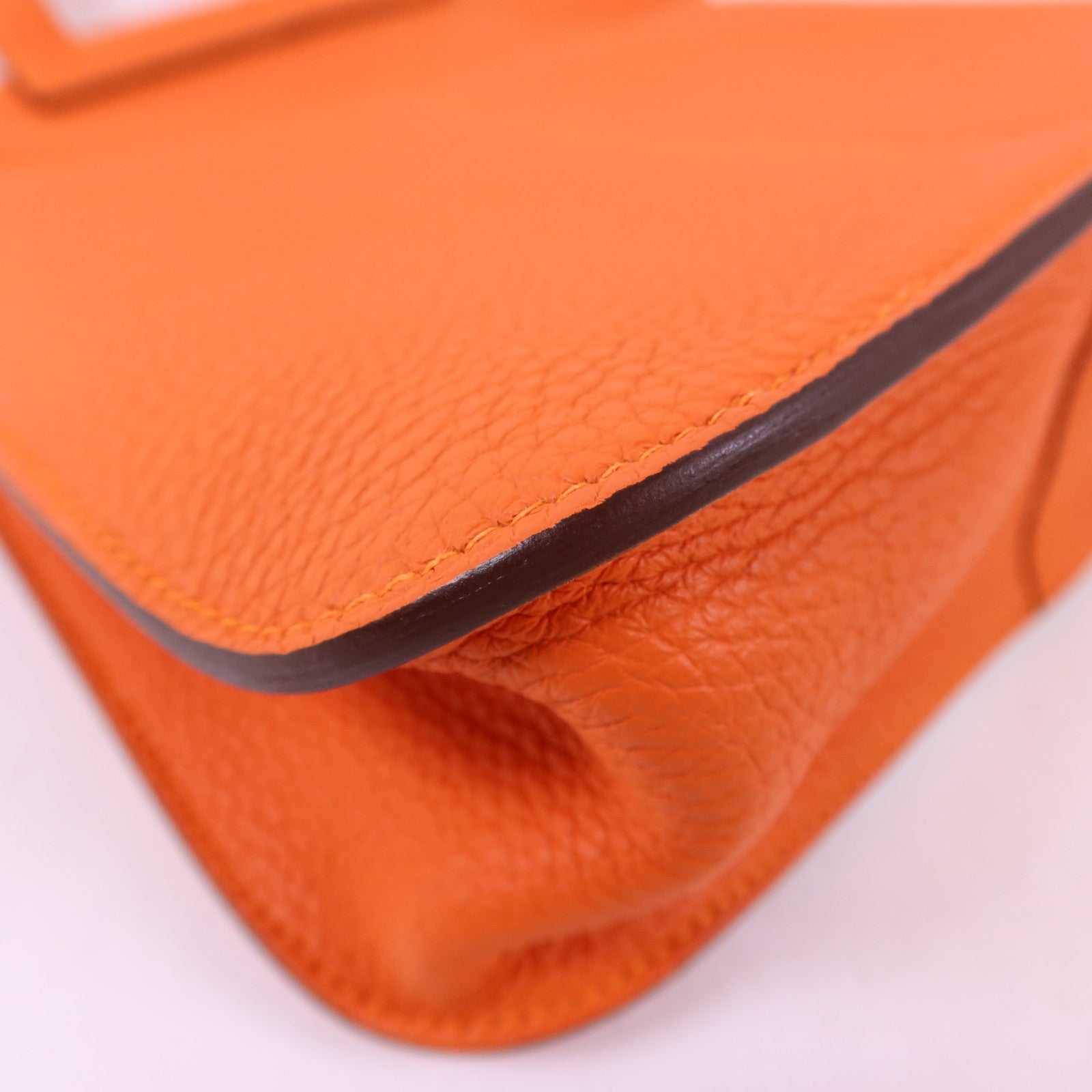 HERMES Clemence皮革Halzan 25銀扣手挽肩背兩用袋Orange