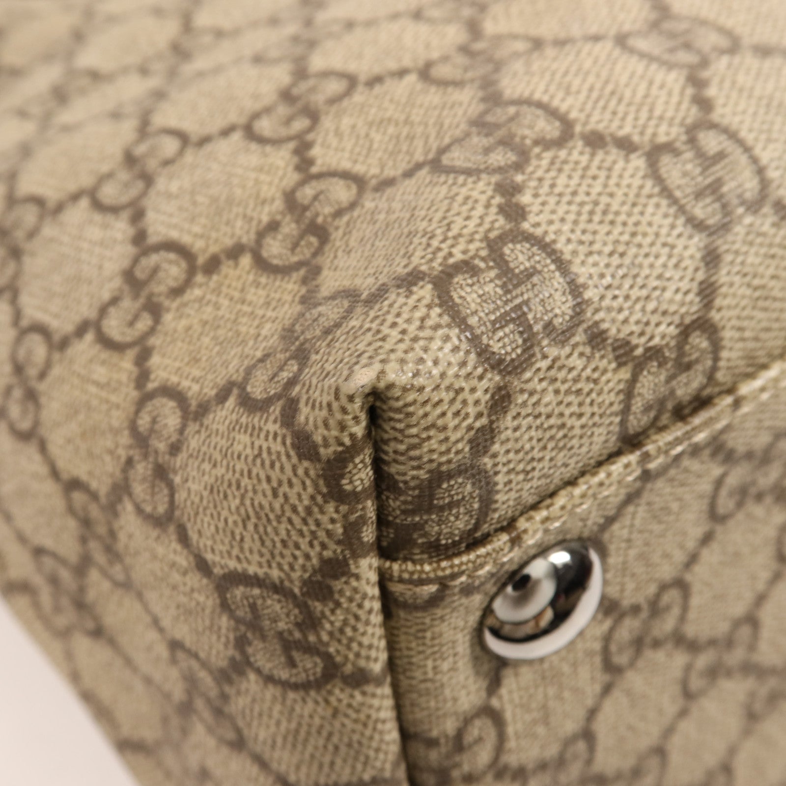 GUCCI 塗層帆布Tote Bag銀扣肩背袋