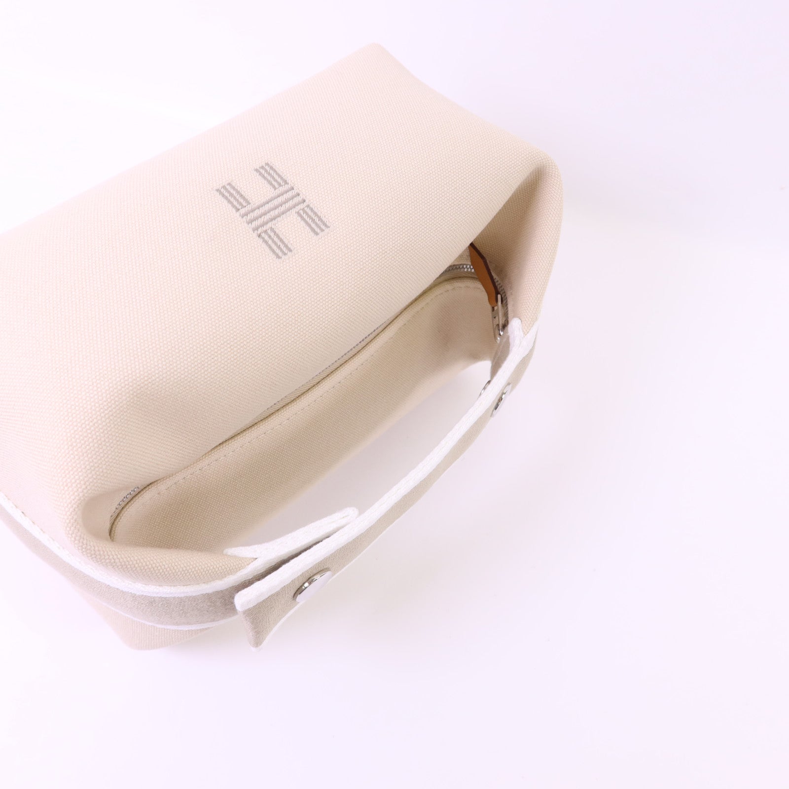 HERMES 帆布Bride a Brac銀扣手挽袋