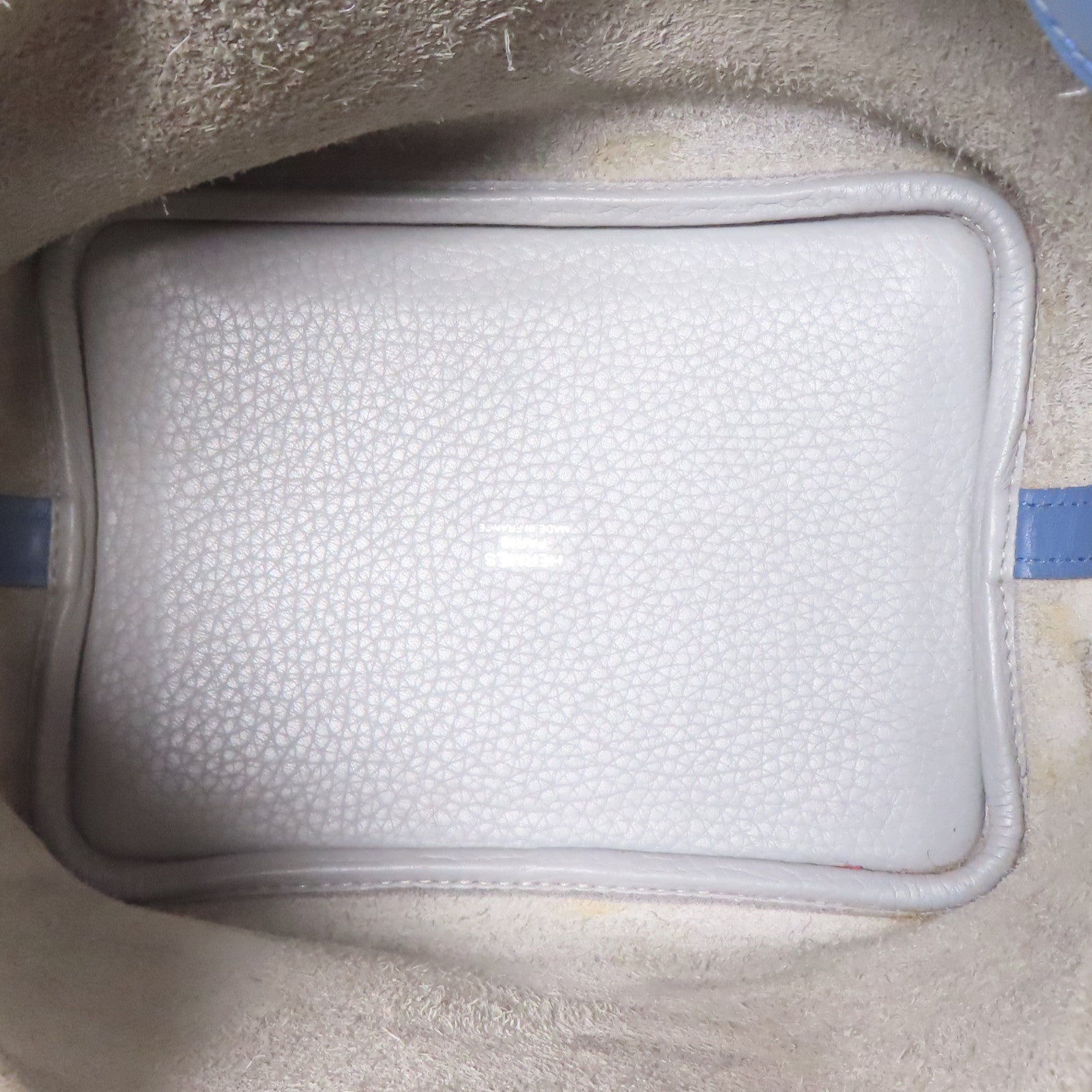 HERMES Clemence皮革Picotin MM銀扣手挽袋Bleu Agate/Grey