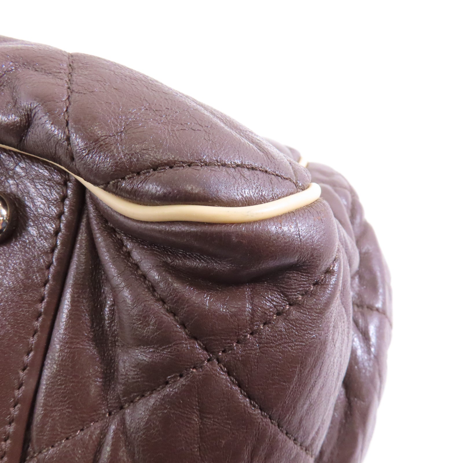 CHANEL 【激減優惠】菱格牛皮皮革Shoulder Bag銀扣鏈帶肩背袋啡色