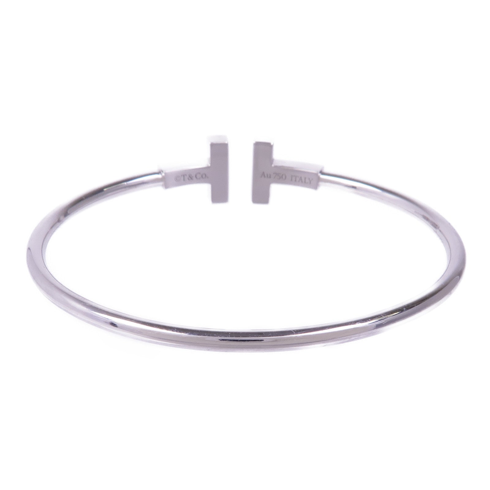 TIFFANY＆CO 18K白金Diamond Turquoise T Wire手鐲