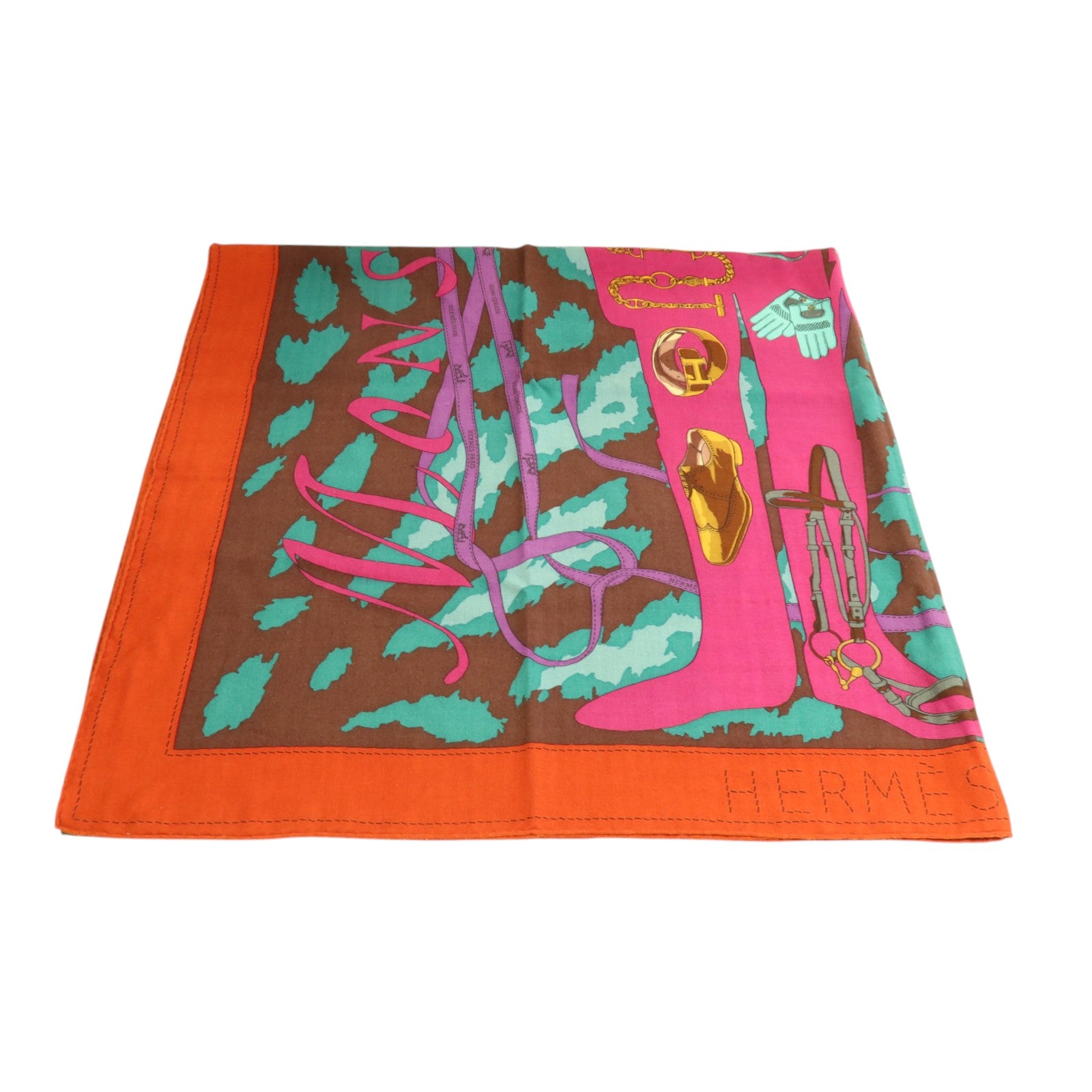 HERMES 羊絨/絲質Scarf 140x140cm絲巾