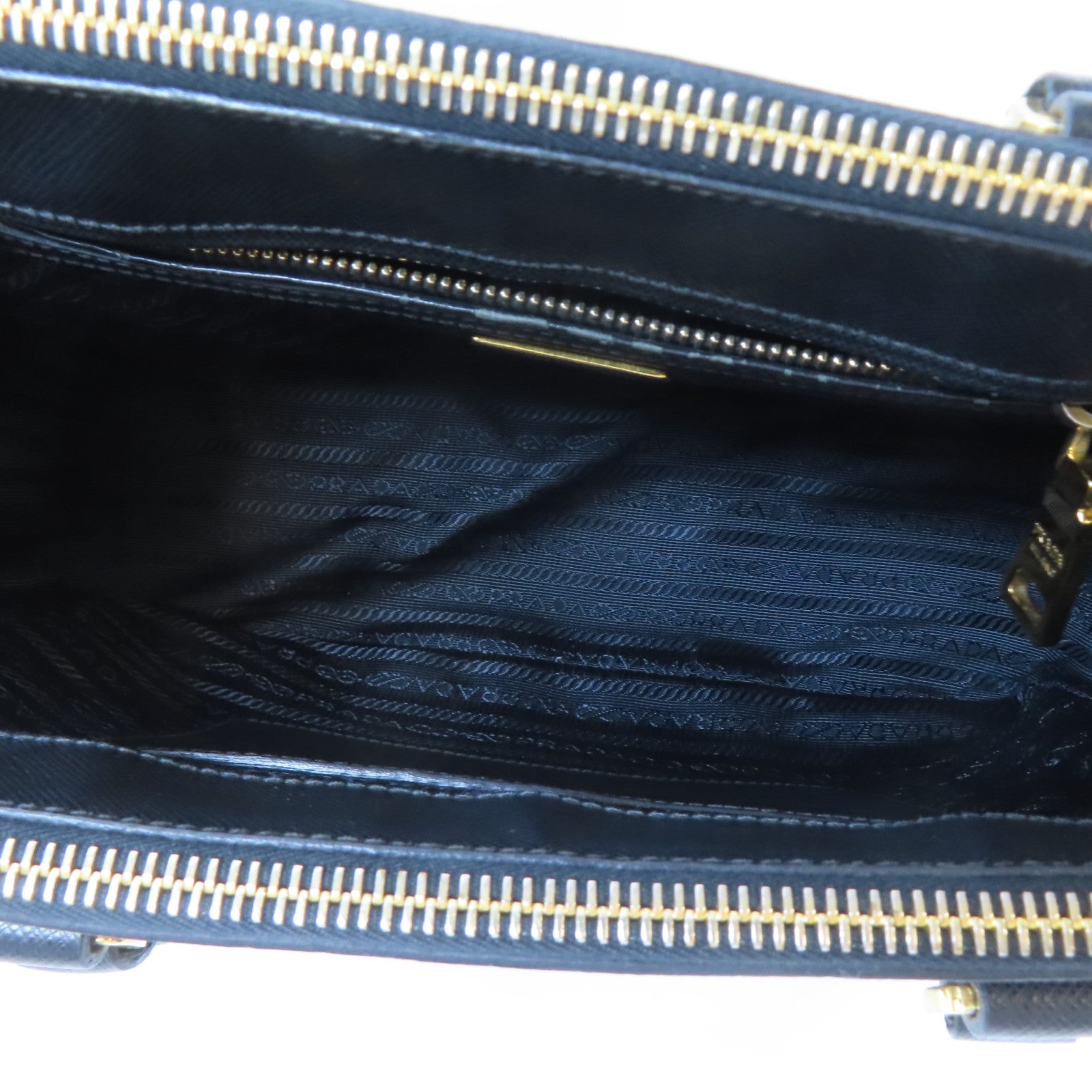 PRADA 牛皮皮革Galleria Bag金扣手挽肩背兩用袋黑色