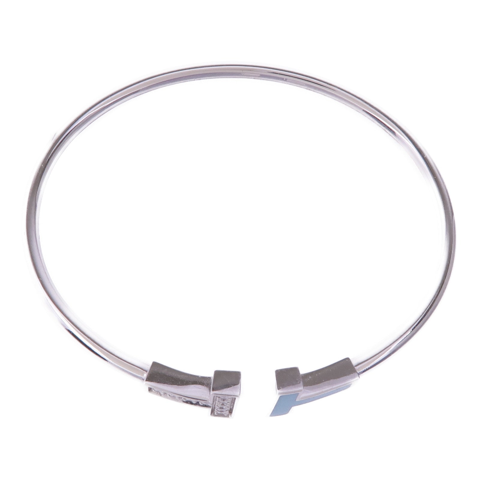 TIFFANY＆CO 18K白金Diamond Turquoise T Wire手鐲