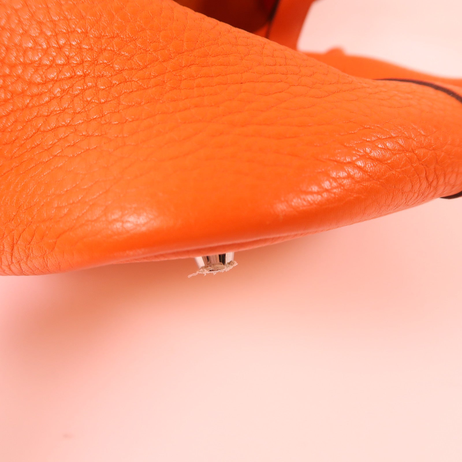 HERMES Clemence皮革Picotin MM銀扣手挽袋93 Orange