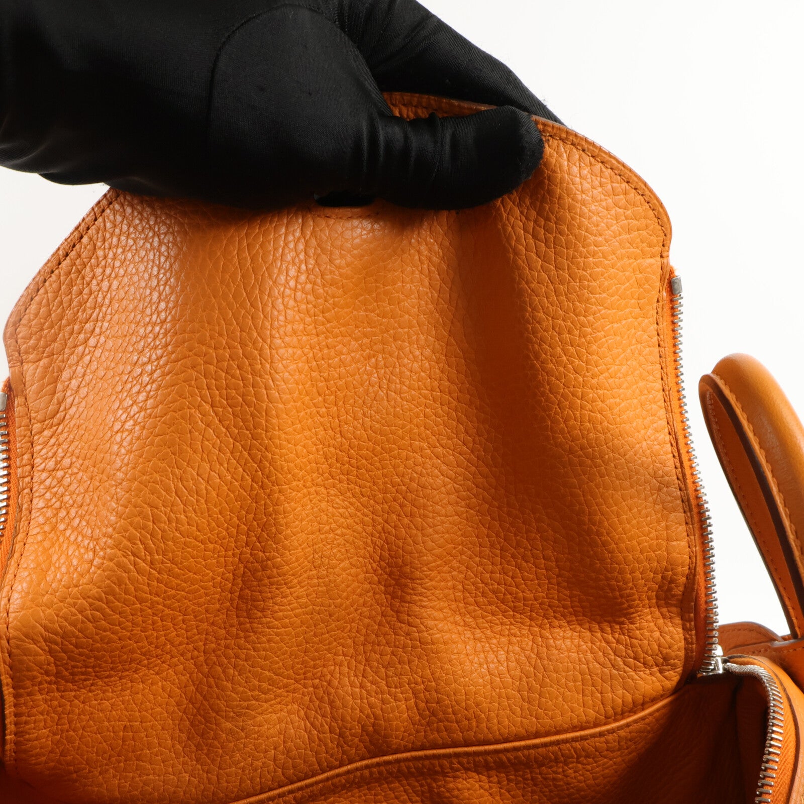 HERMES Togo皮革Lindy 30手挽肩背兩用袋Orange