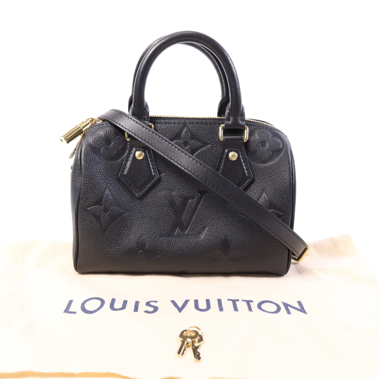LOUIS VUITTON Monogram Empreinte Speedy Bandouliere 20金扣手挽肩背兩用袋