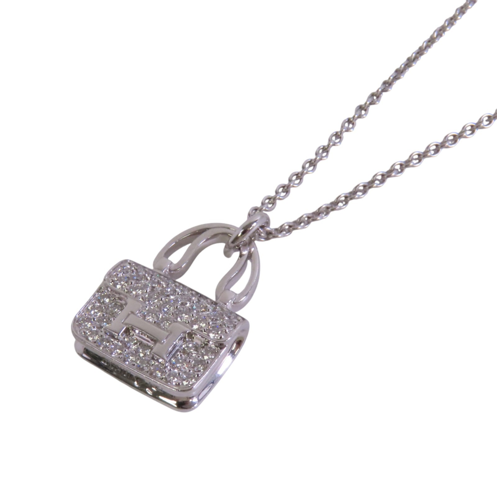 HERMES 【激減優惠】18K白金Constance Diamond Pendant鑽石項鏈