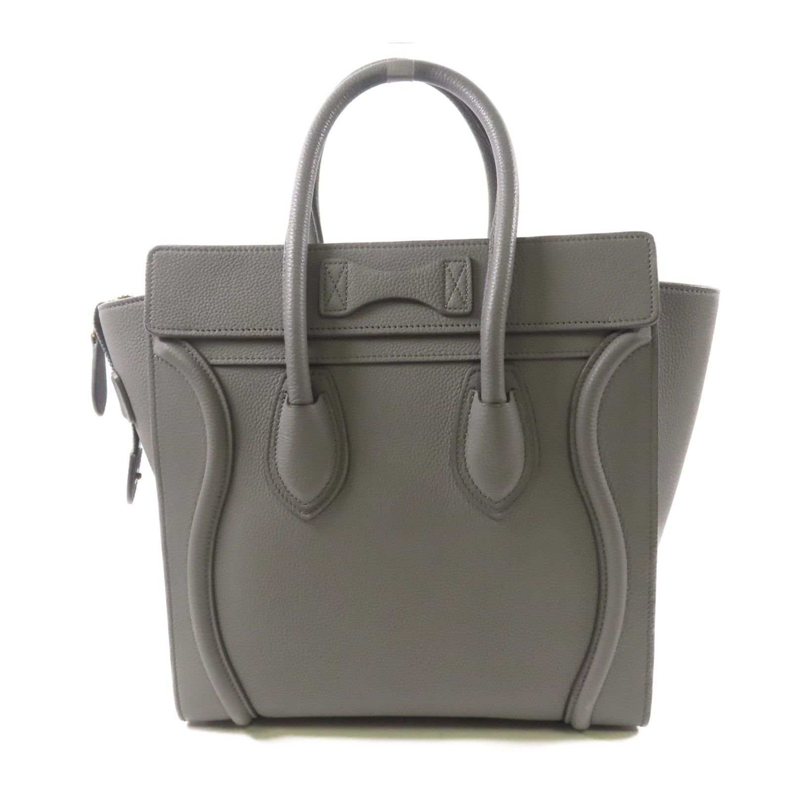 CELINE 牛皮皮革Micro Luggage金扣手挽袋灰色